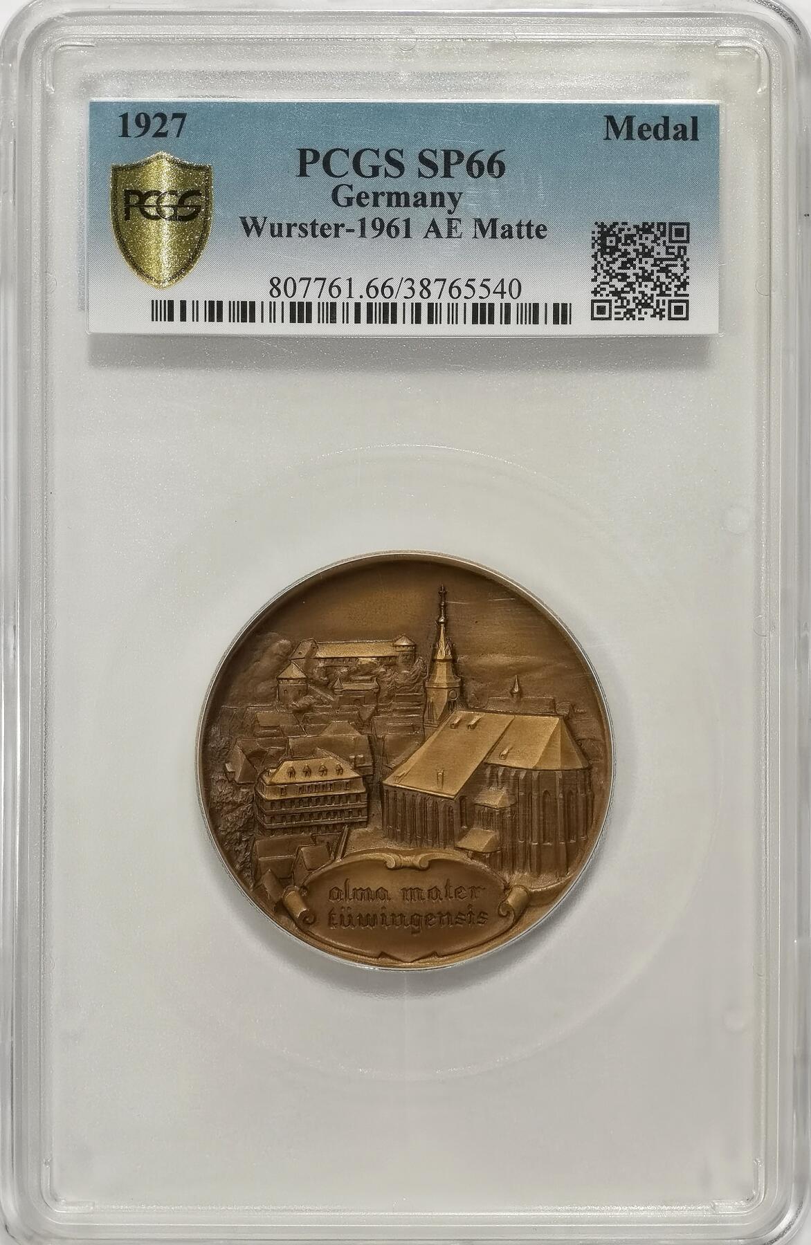 博洋堂世界钱币拍卖第117期（全场包邮） PCGS SP66 德国1927年唯一冠军城市450周年纪念，热门风景巨大铜章，52mm。