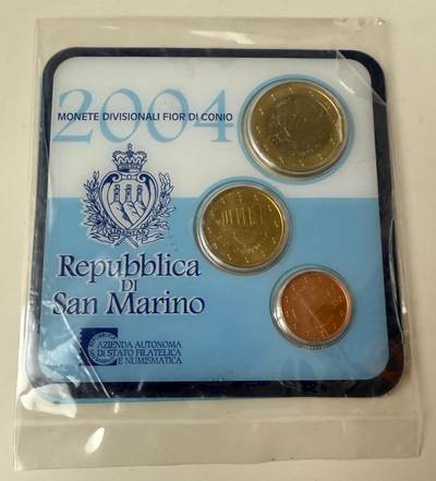 S&S Numismatic世界钱币-拍卖 第116期  - 圣马力诺2004年3枚套币官方卡币（含1枚稀少10欧分）