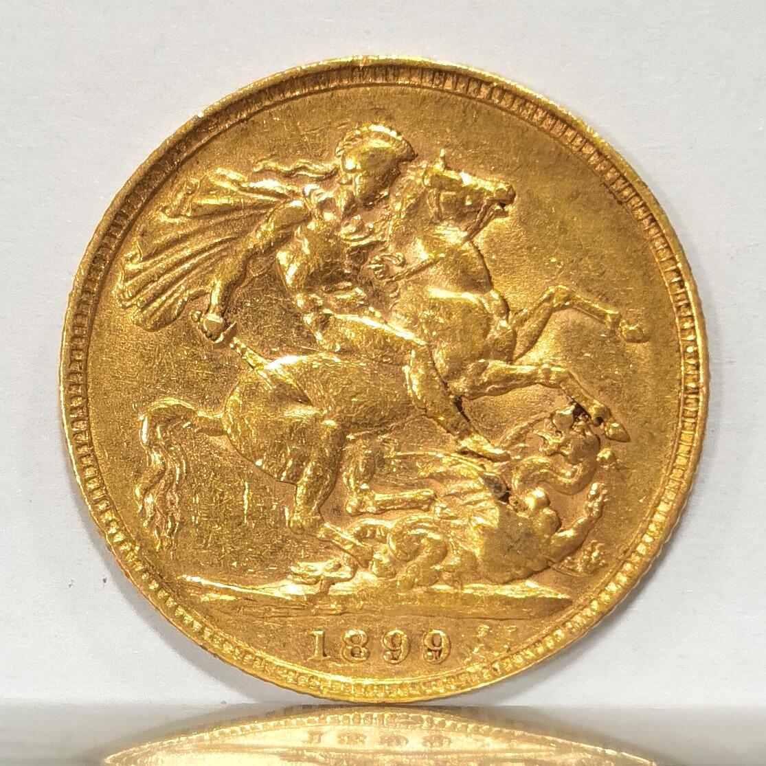 博洋堂世界钱币拍卖第117期（全场包邮） 维多利亚女王1索维林金币，马剑金币，披纱版，本土厂，1899年