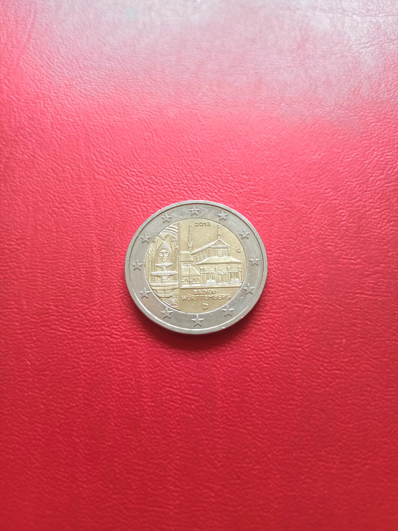 德国2013年巴符州穆尔布隆修道院2E纪念币，G标，UNC，详见图片，按图发货。