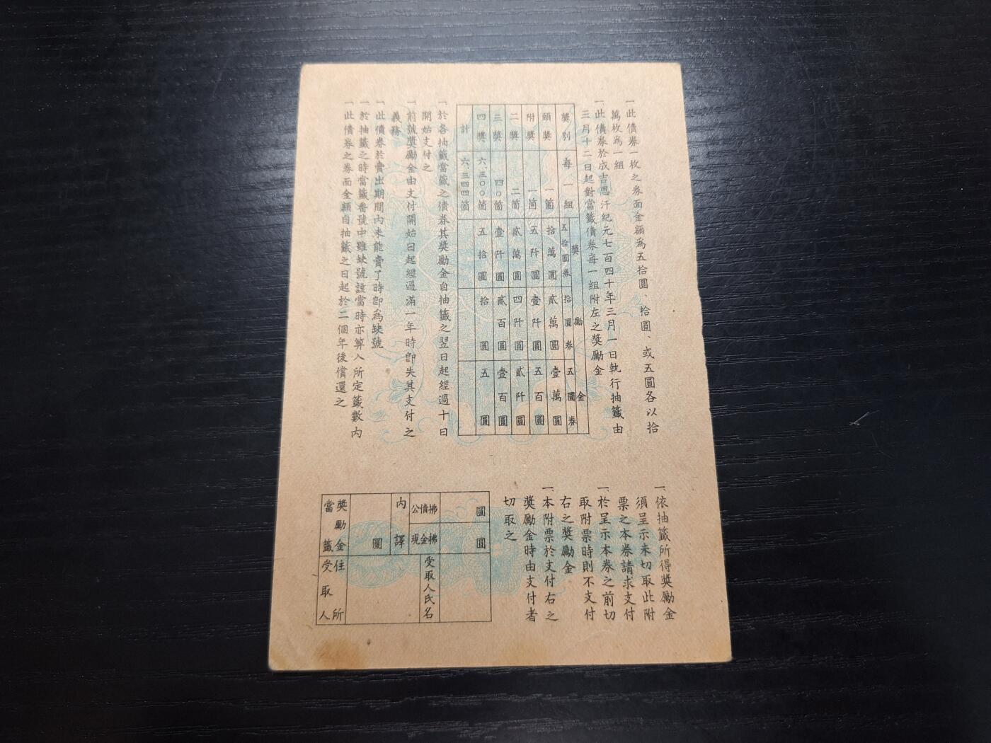 博彦收藏  4月8日 8点钱币专场 蒙古公裕债券 5元 有黄 未使用