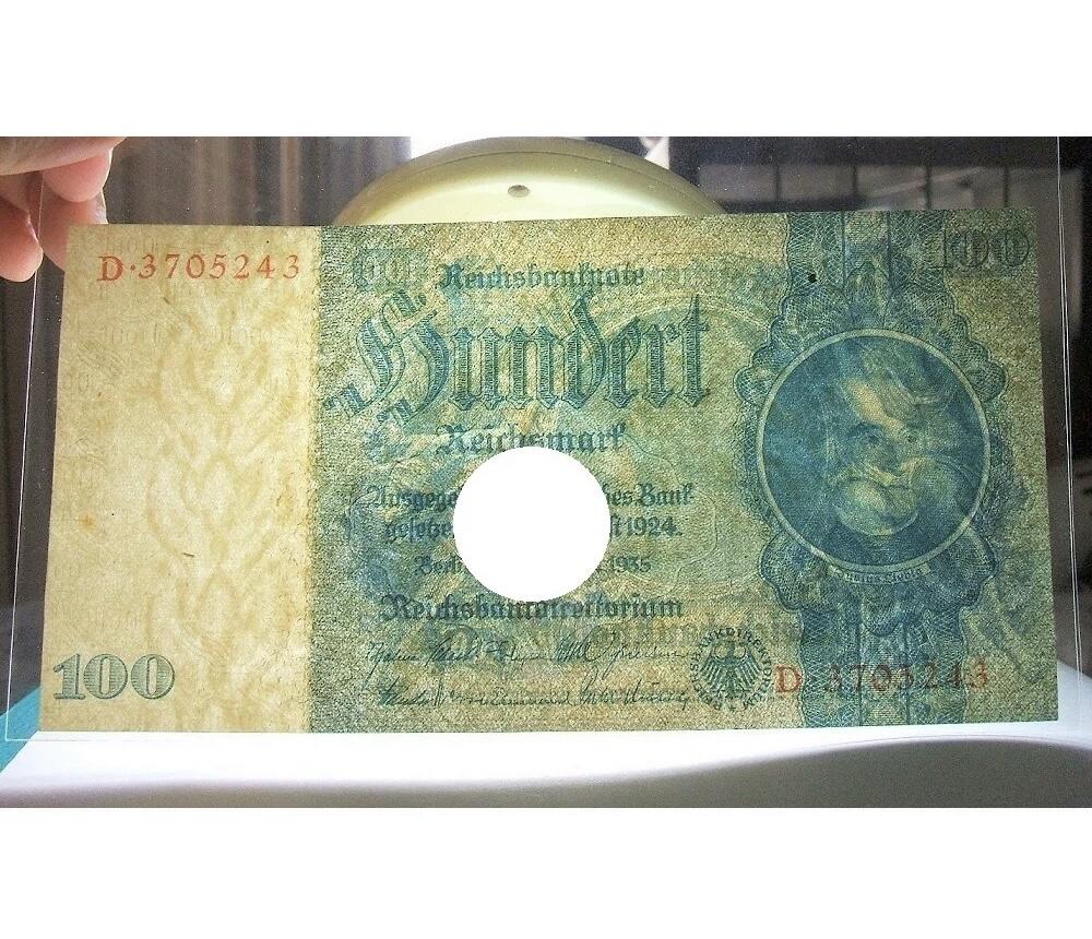 德国第三帝国1935年 化学家李比希100马克 无字母花纹水印 爽品