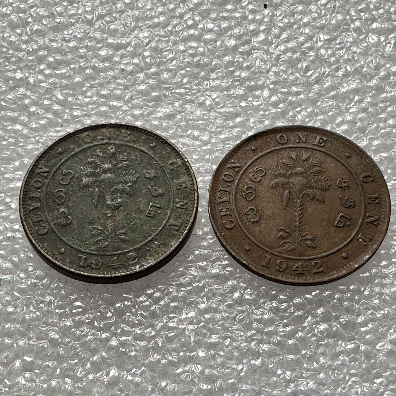 🌹外币初藏🌹🐯2025年第33场  每周二四六晚8️⃣点 接代拍 锡兰1942年1分 厚薄版一对