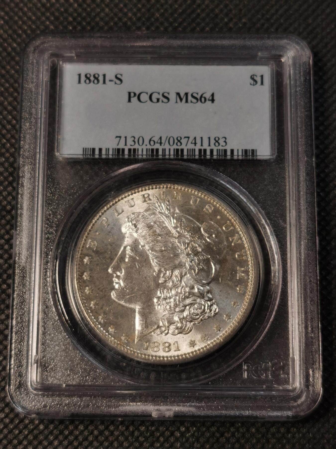 “银华永恒·摩根之光” 甄臻铺-摩根专场（第11期）送拍享返佣金等优惠多多 PCGS-MS64 1881年S版摩根，PL质感