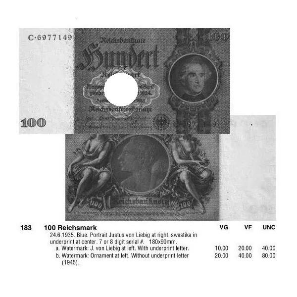 德国第三帝国1935年 化学家李比希100马克 爽品