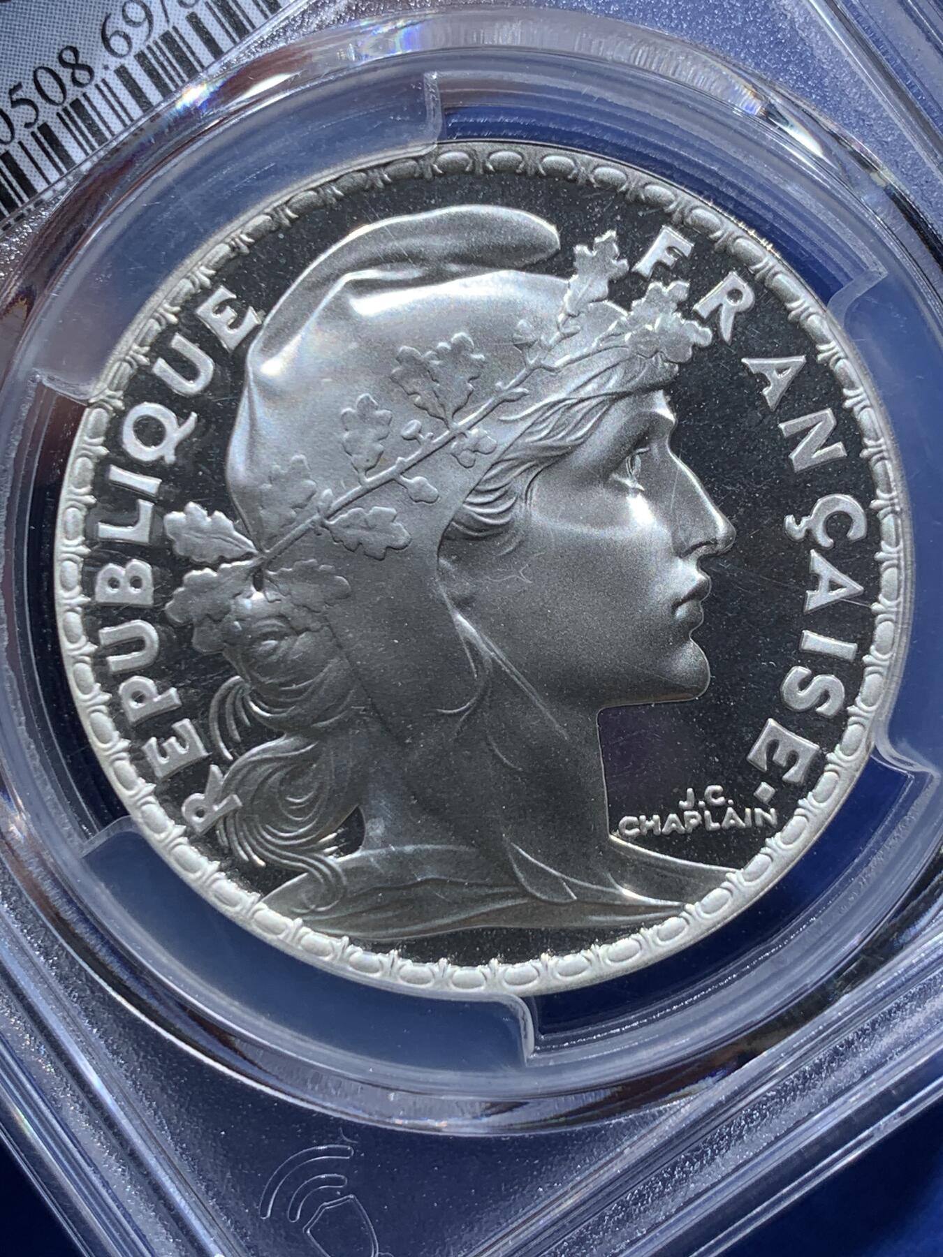 《竞宝斋》第369场 周日，周一 2场连拍 （全场包邮） PCGS PR69DCAM 法国2000年法兰西共和国自由玛丽安娜女神10法郎银币