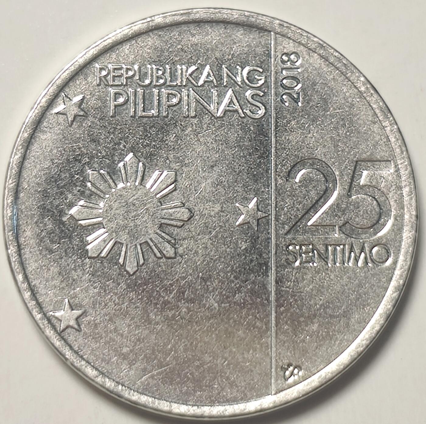泉币菌-第18场-中外散币乐园  菲律宾25分硬币(大象苹果)20mm