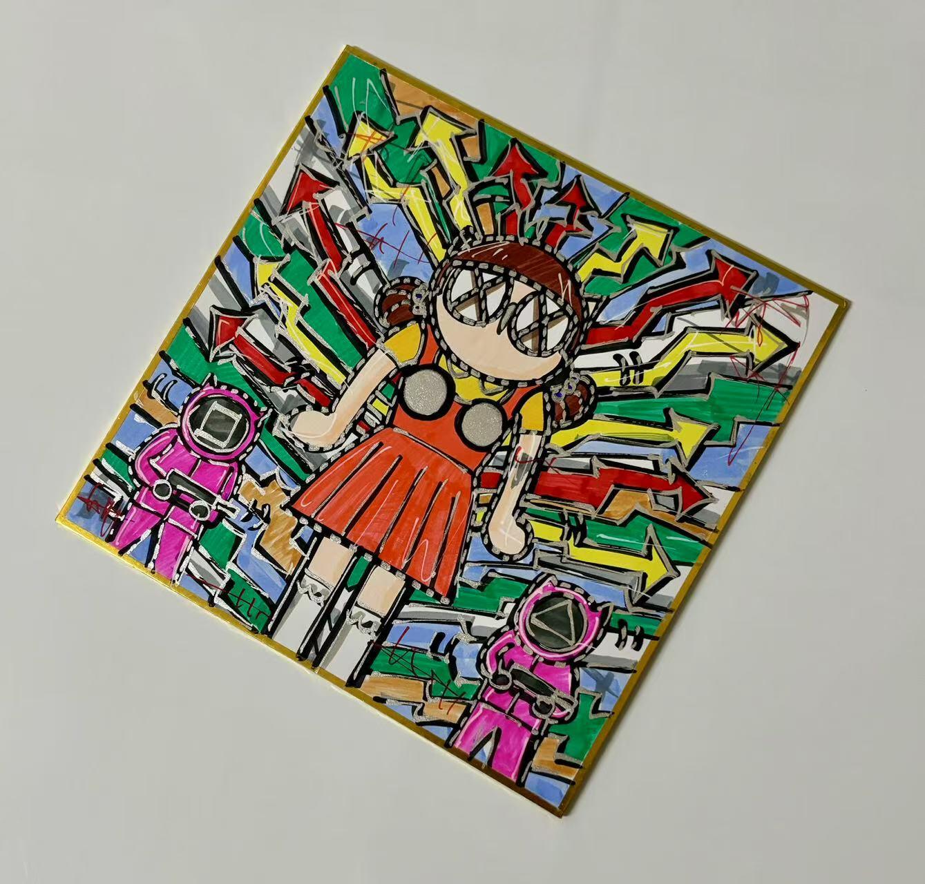 零元拍：歪歪亲笔签名原画色卡，尺寸：18/18厘米，不是复制画哦
