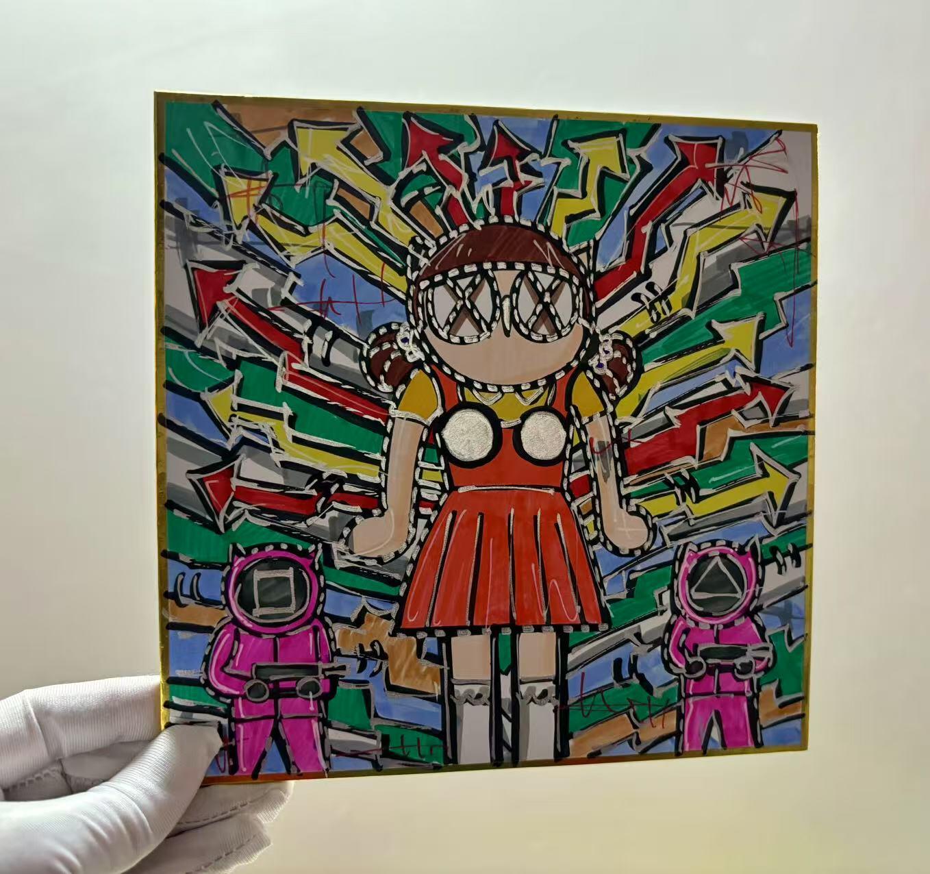 零元拍：歪歪亲笔签名原画色卡，尺寸：18/18厘米，不是复制画哦