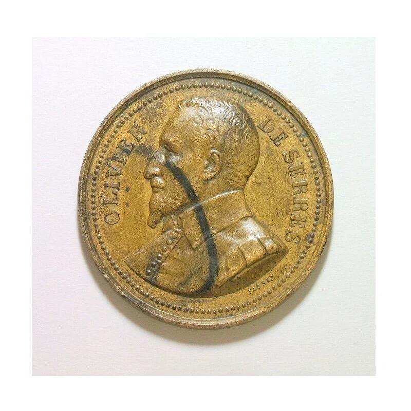 法国1900年前后 德塞雷斯高浮雕精制大铜章 40MM