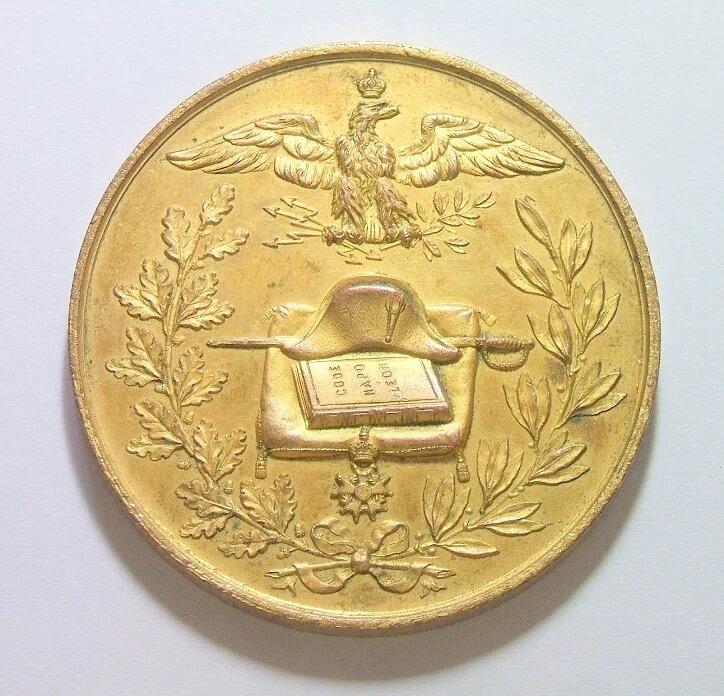 【艺术】法国艺术大章1869年 拿破仑诞辰百年 高浮雕精制大镀金章 50MM #纪念章