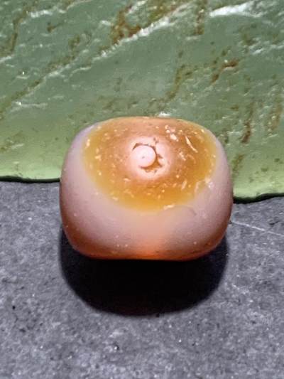 精美高玉化风化纹天眼酒红玛瑙老形桶珠一颗 - 精美高玉化风化纹天眼酒红玛瑙老形桶珠一颗