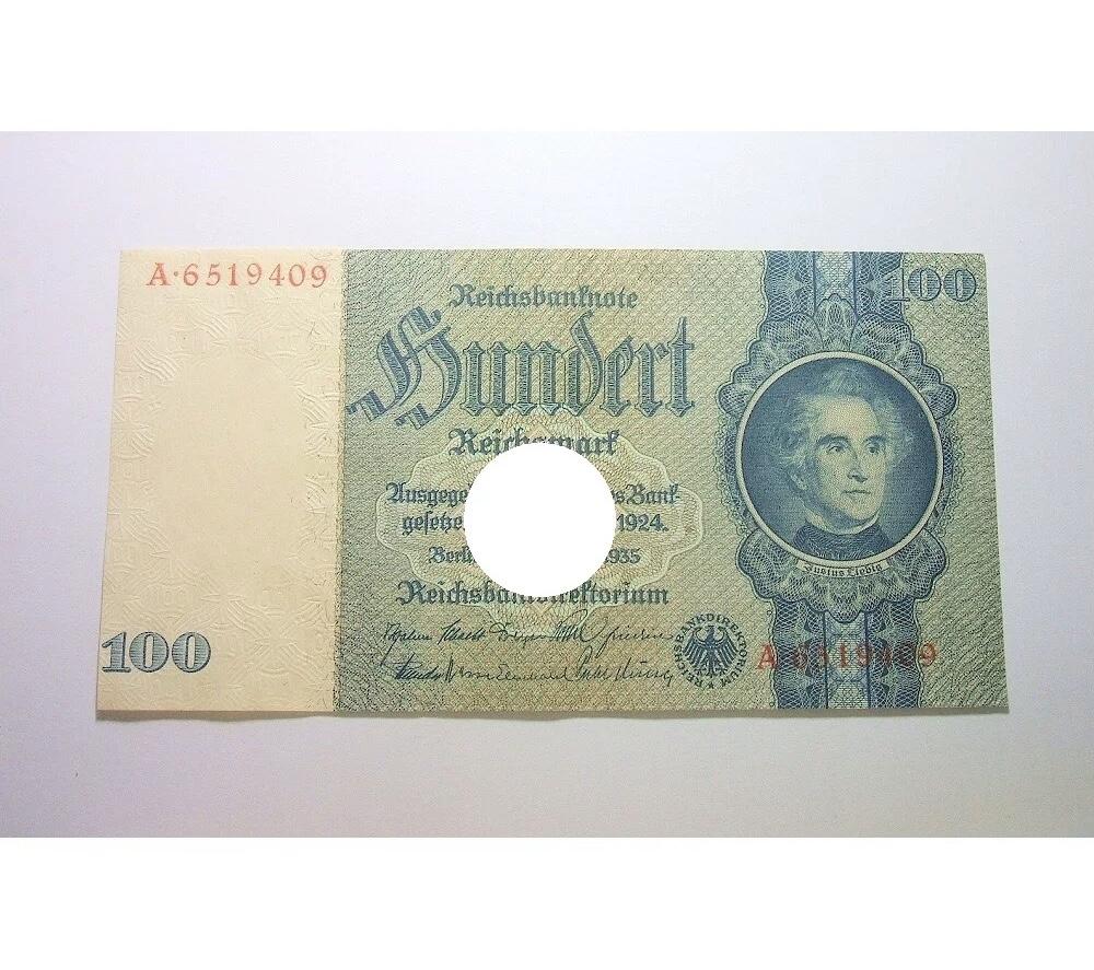 德国第三帝国1935年化学家李比希100马克无字母花纹水印 爽品