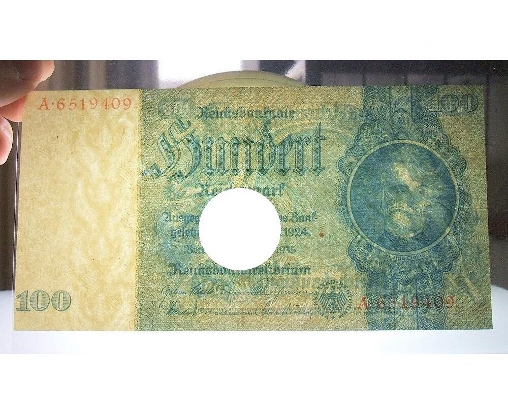 德国第三帝国1935年化学家李比希100马克无字母花纹水印 爽品
