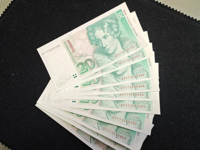 德国纸币 1993年 20马克  全程无4 全新UNC - 德国纸币 1993年 20马克  全程无4 全新UNC