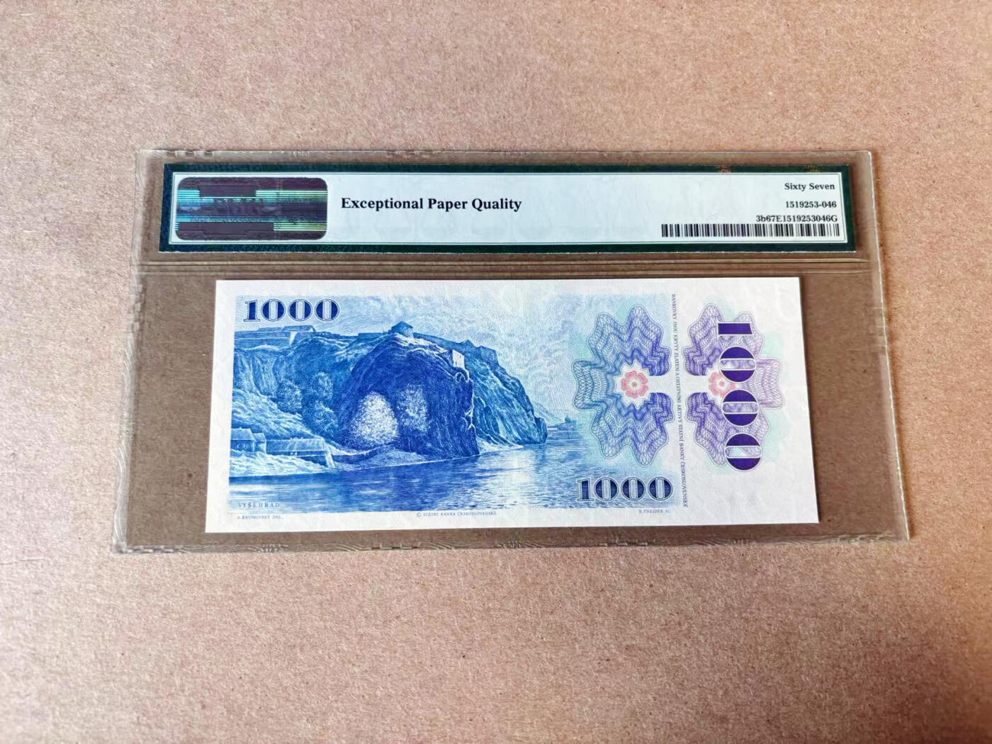 【Blue Auction】世界纸币精拍第646期【精】——16级TOP拍卖/信誉/品质/专业/高效💫 【9999狮子号无47 加盖版】捷克 1993年1000克朗 PMG67EPQ 高分老壳