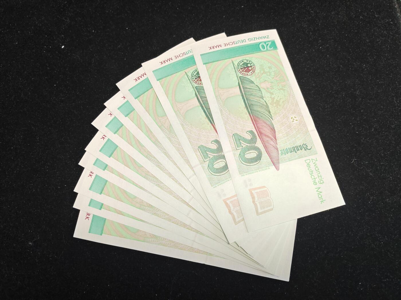 德国纸币 1993年 20马克  全程无4 全新UNC