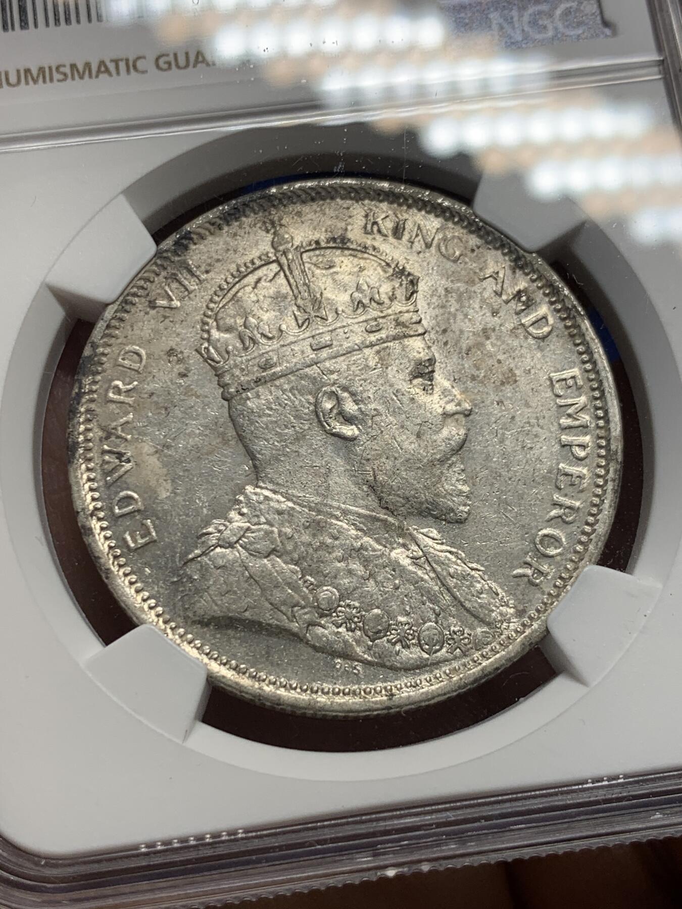 《竞宝斋》第370场 周日，周一 2场连拍 （全场包邮） NGC UNCD 海峡1904年爱七1元大样银币