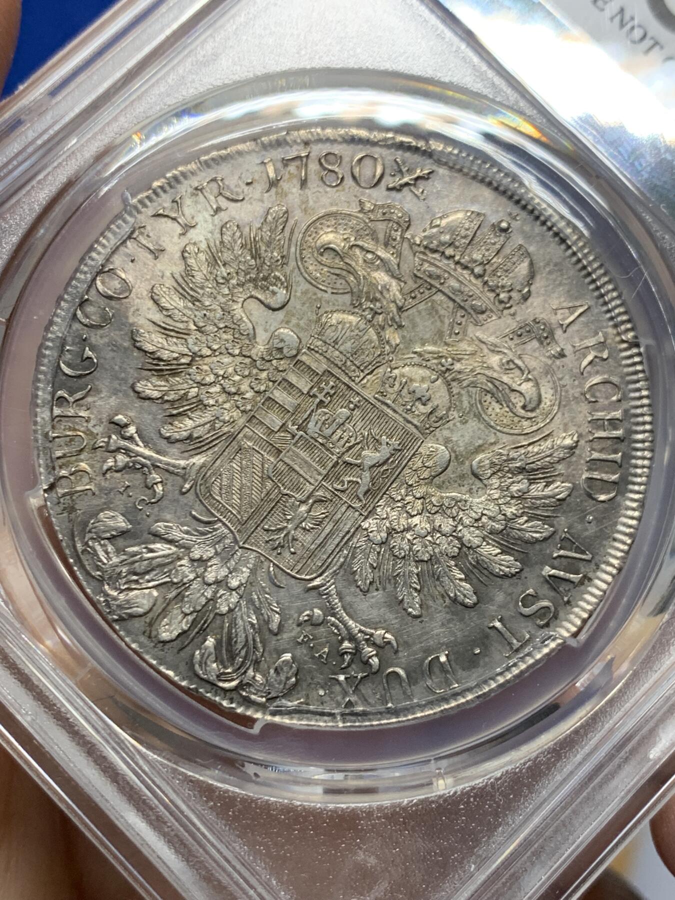 《竞宝斋》第370场 周日，周一 2场连拍 （全场包邮） PCGS AUD 1780 维也纳厂原铸大奶妈，IC-FA厂标Hafner-12b，来自Hafner旧藏转场拍卖，铸造年份1781-1785，皇冠5珍珠，大X稀少版别。