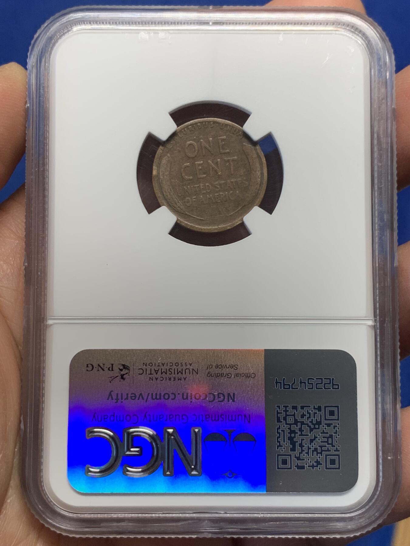 《竞宝斋》第370场 周日，周一 2场连拍 （全场包邮） NGC VF20BN 美国1909年林肯1分铜币，林肯美分首年份，稀有品种，充分流通有分难得。