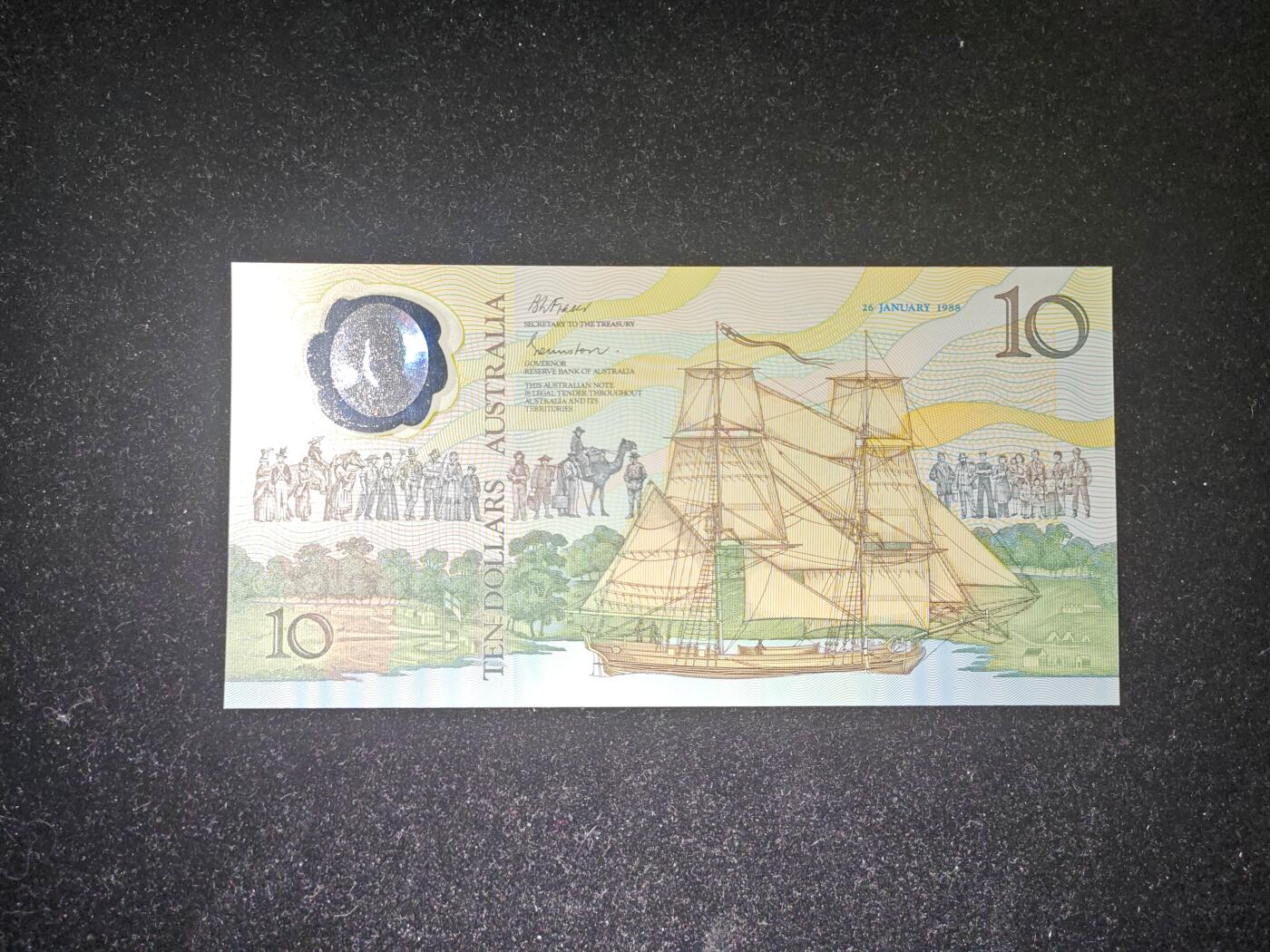 1988年 澳大利亚10元纪念钞 AA冠 无4 原装册 全新UNC