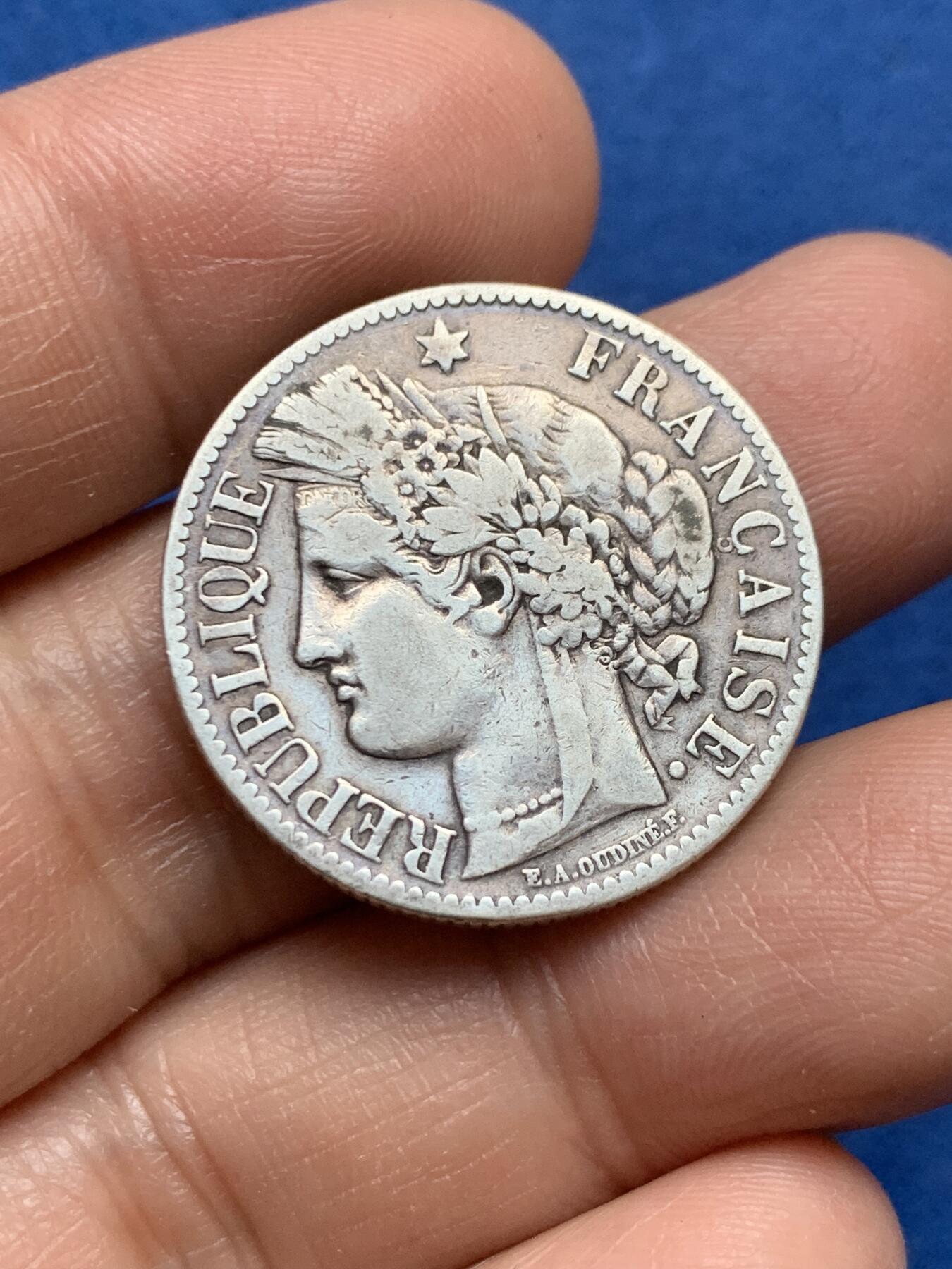 《竞宝斋》第370场 周日，周一 2场连拍 （全场包邮） 法国1888年谷物女神2法郎银币