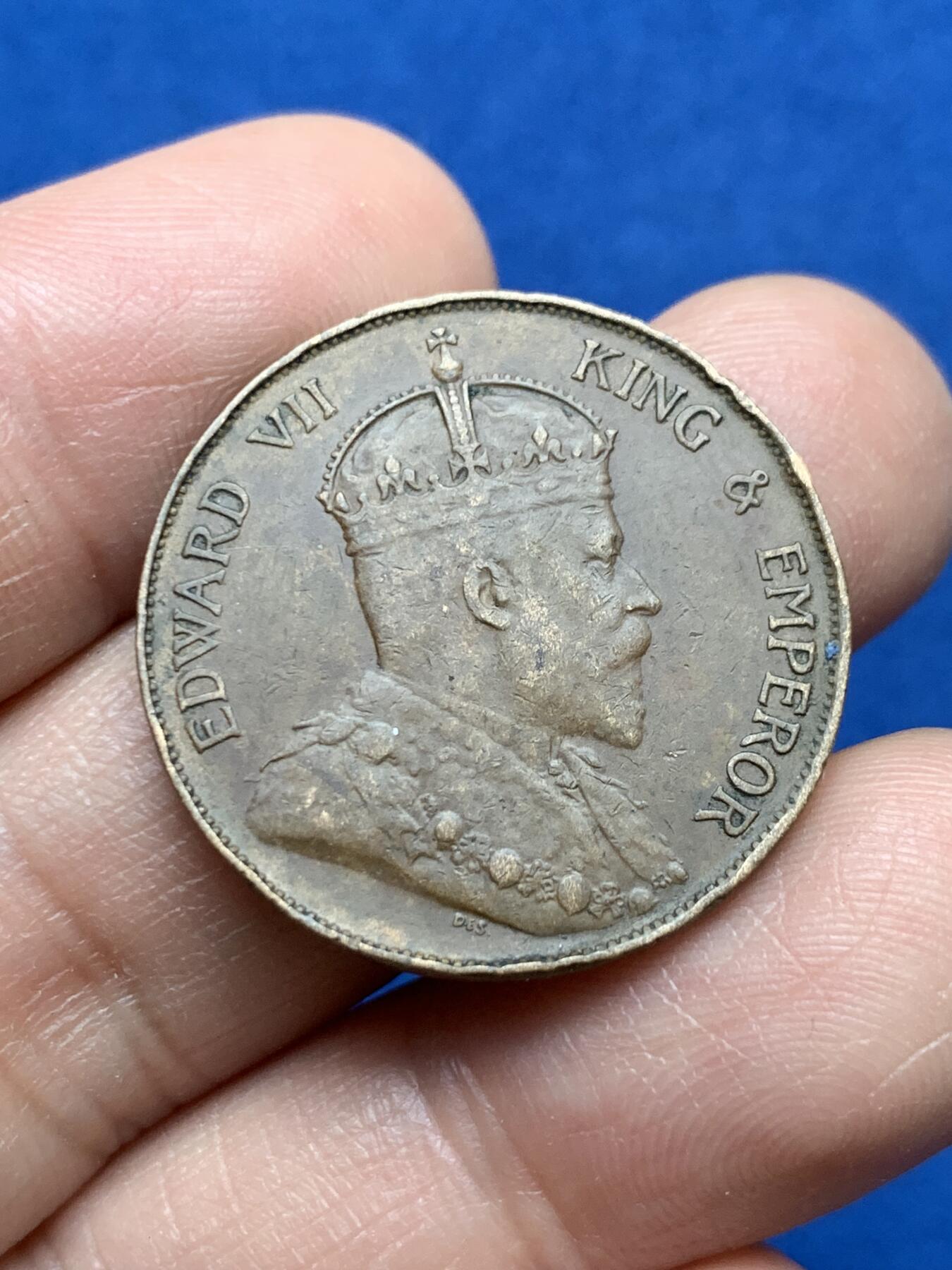 《竞宝斋》第370场 周日，周一 2场连拍 （全场包邮） 两枚一组 香港 1905年 一仙 爱德华七世 铜币 原味包浆