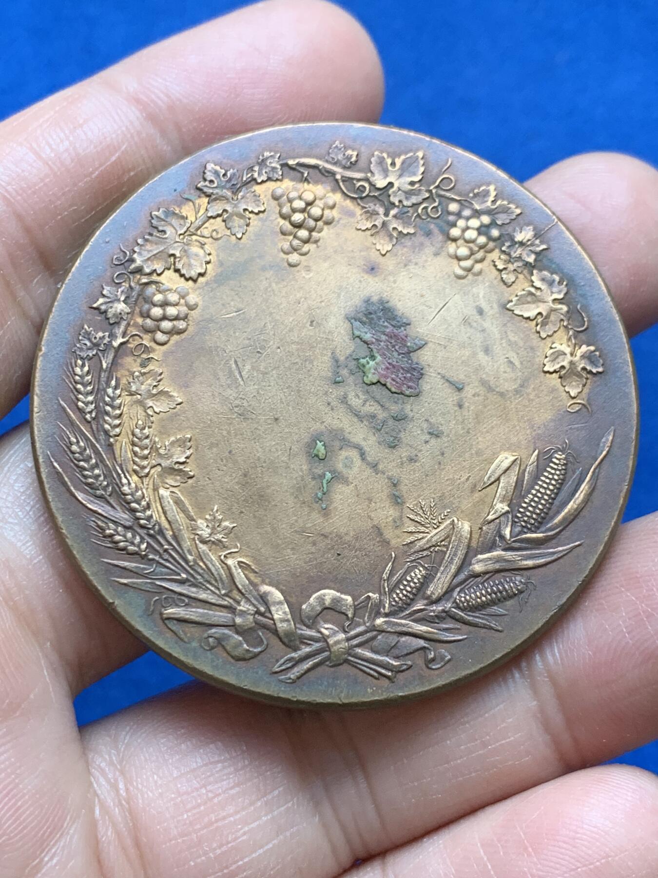 《竞宝斋》第370场 周日，周一 2场连拍 （全场包邮） 法国谷物女神农业铜章 59.4克 49.5mm