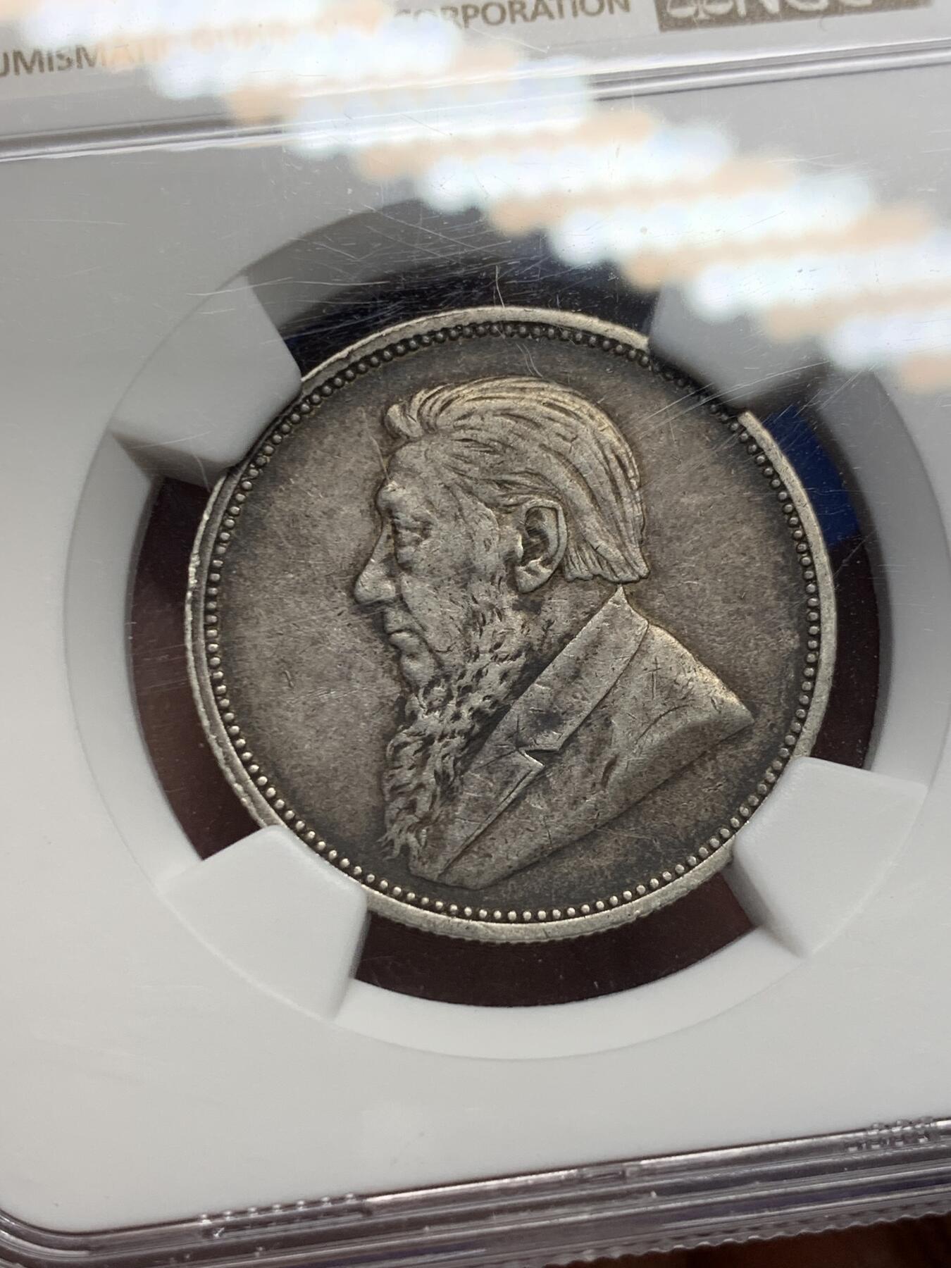 《竞宝斋》第370场 周日，周一 2场连拍 （全场包邮） NGC XF40 南非1893年克鲁格2先令银币，Key Date，系列中的超级大特年，XF书价就已高达1150美金，是1896、97等常见年份的20倍以上。平台首拍，值得深度玩家关注