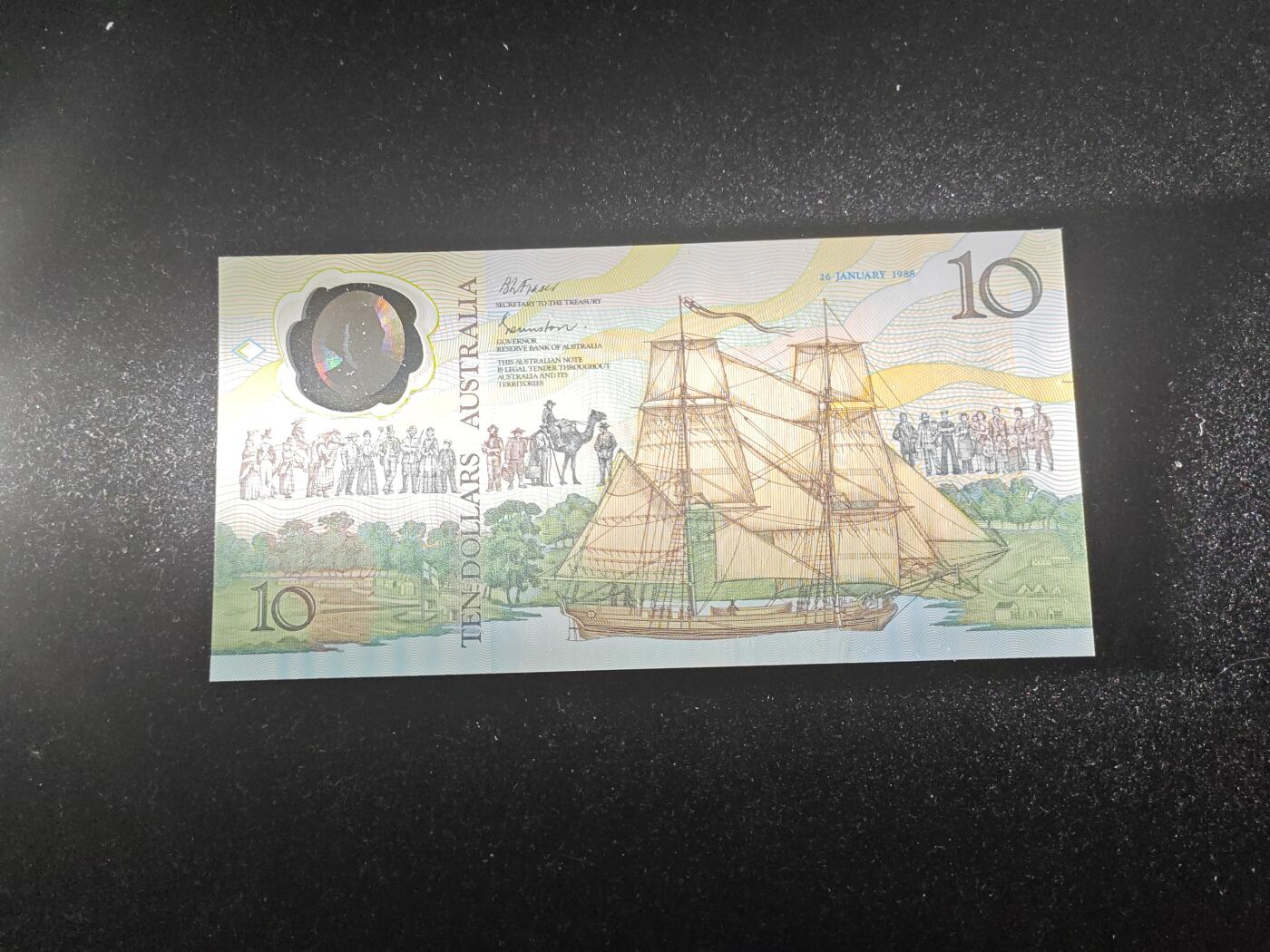 1988年 澳大利亚10元纪念钞 AA冠 无4 原装册 全新UNC