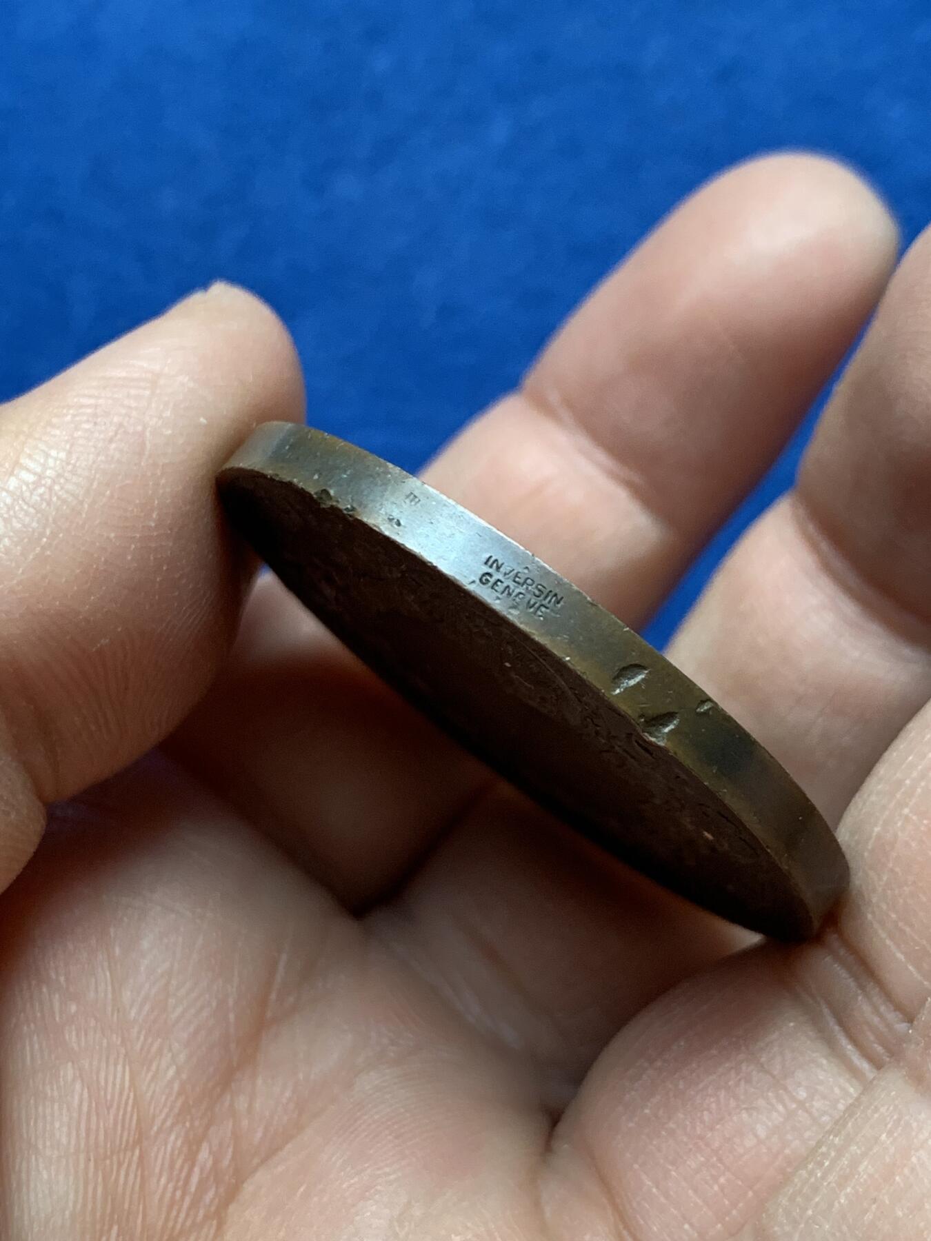 《竞宝斋》第370场 周日，周一 2场连拍 （全场包邮） 瑞士 日内瓦 音乐学院 铜质奖章 34.6克 41.1mm 品种少见