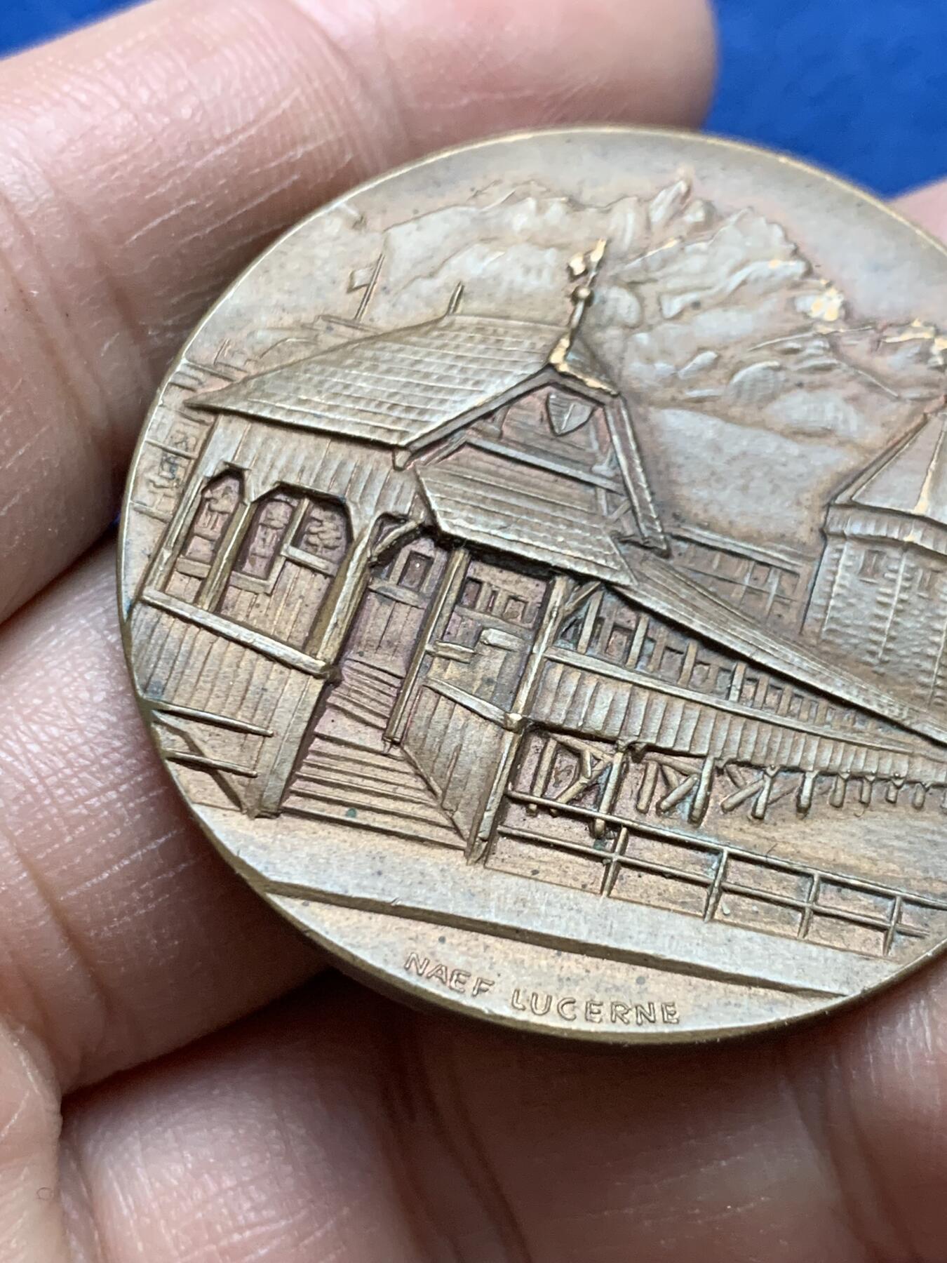 《竞宝斋》第370场 周日，周一 2场连拍 （全场包邮） 瑞士 1931年 卢塞恩 马拉松 景观 铜章 22.5克 40.8mm