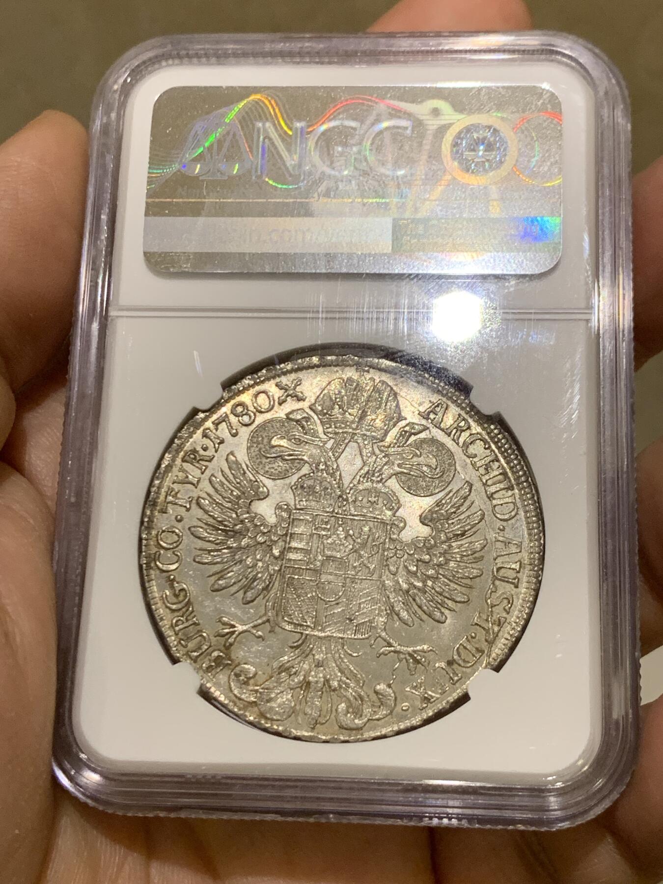 《竞宝斋》第370场 周日，周一 2场连拍 （全场包邮） 唯一冠军分 NGC MS63 奥地利1780年泰勒 特雷莎大奶妈根兹堡原铸银币 人物正反深打 地面光洁可照符合唯一冠军气质