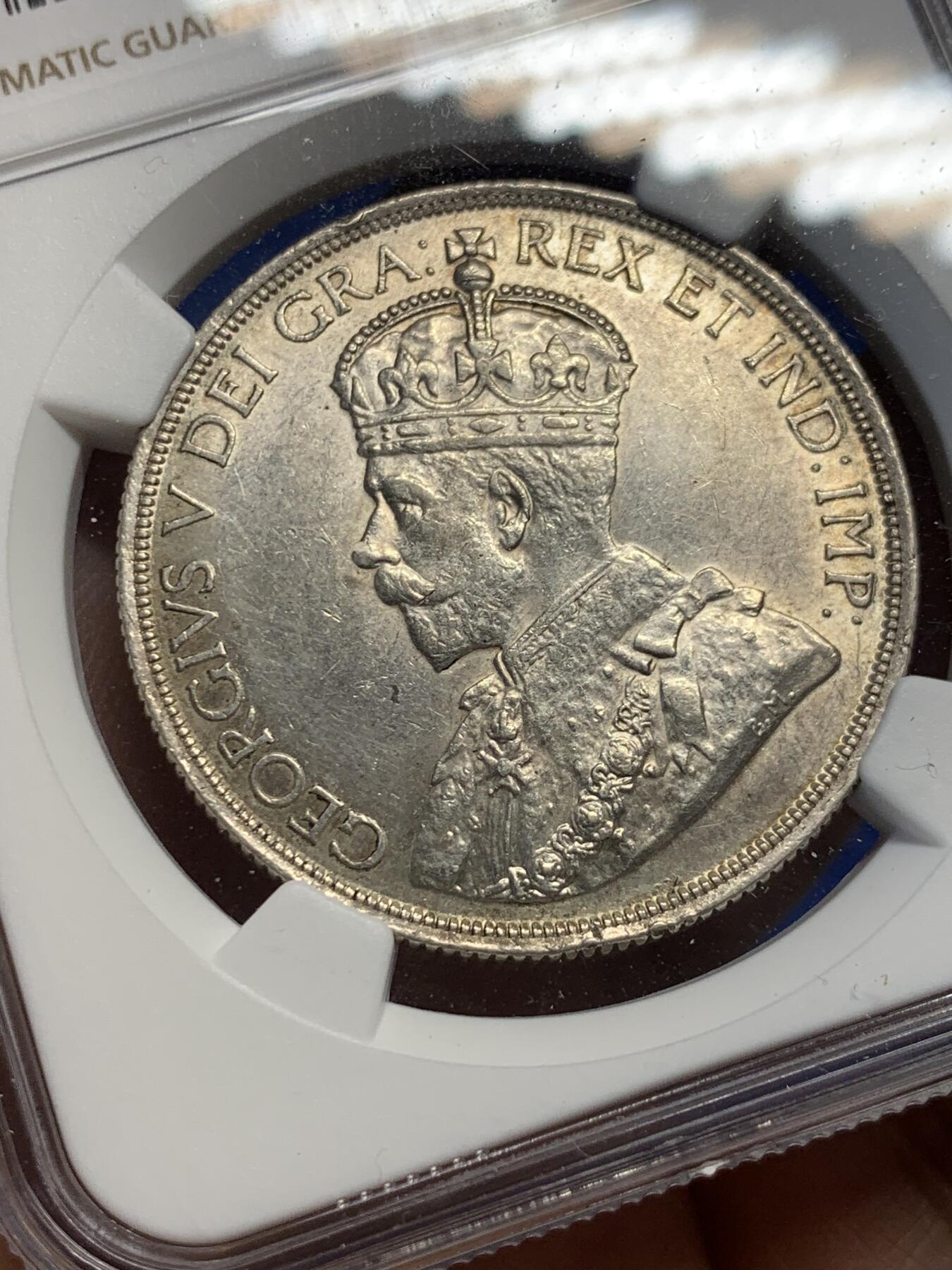 《竞宝斋》第370场 周日，周一 2场连拍 （全场包邮） NGC AU55 加拿大1936年乔五头像划船1元大银币