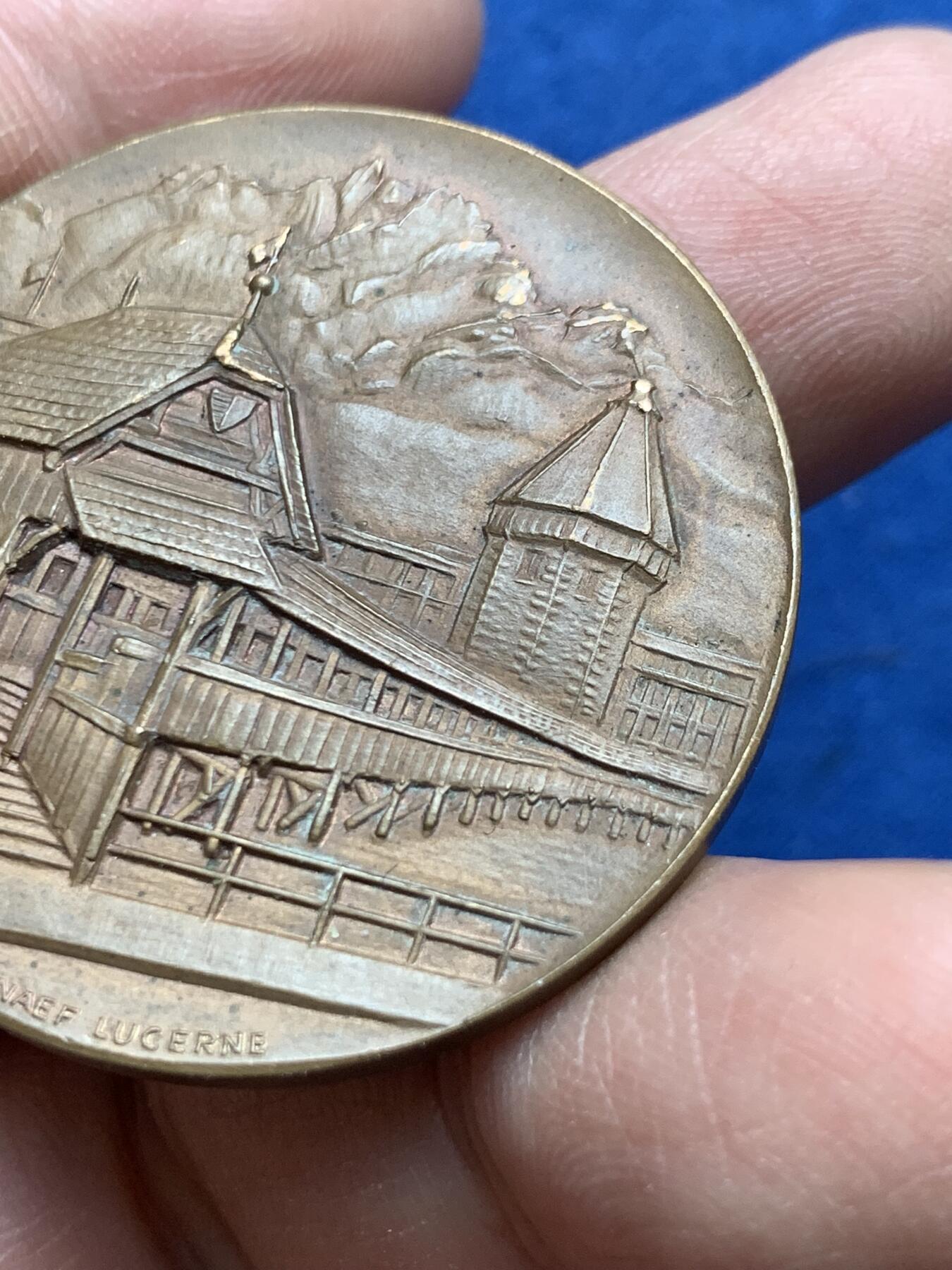 《竞宝斋》第370场 周日，周一 2场连拍 （全场包邮） 瑞士 1931年 卢塞恩 马拉松 景观 铜章 22.5克 40.8mm