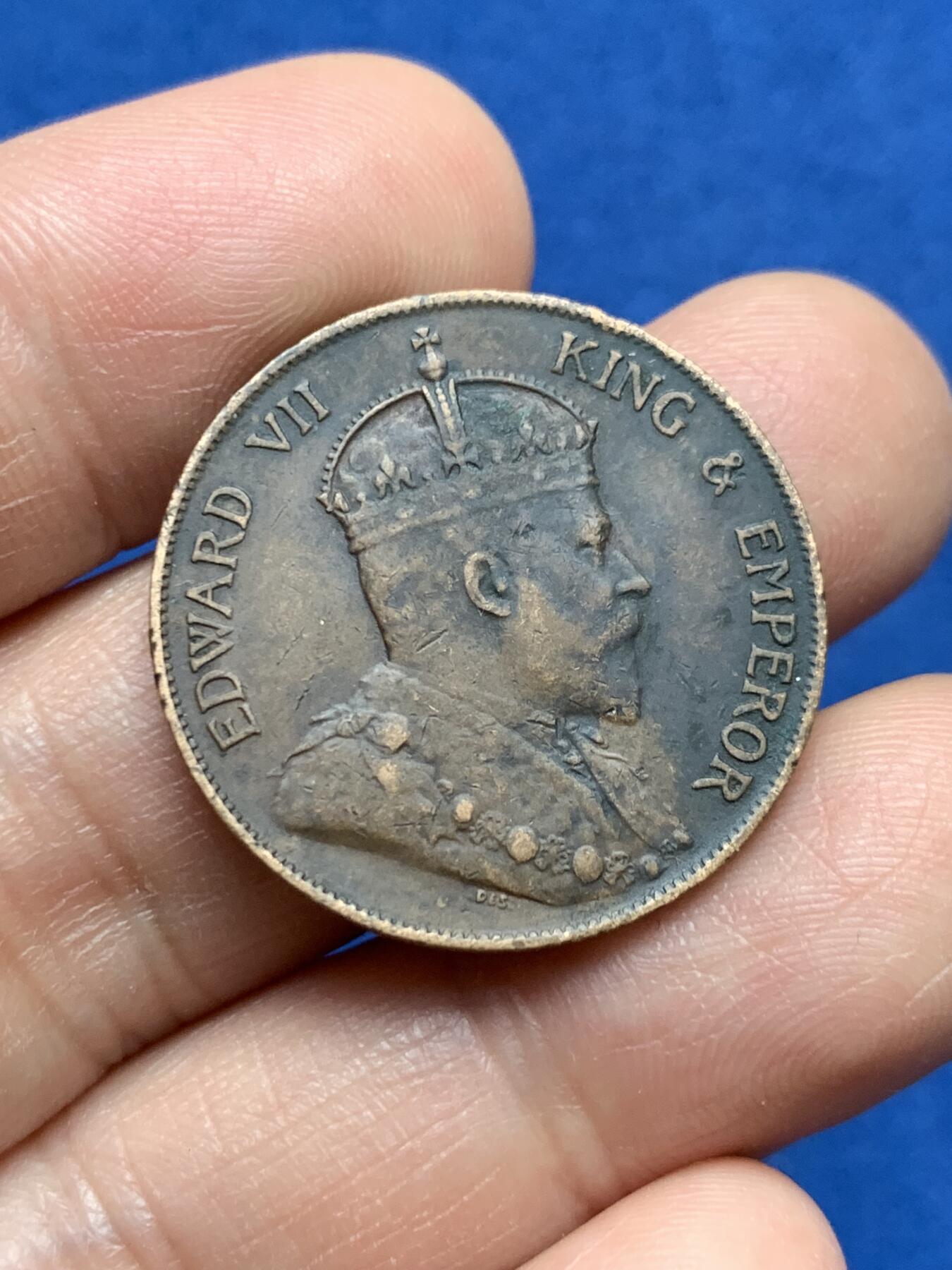 《竞宝斋》第370场 周日，周一 2场连拍 （全场包邮） 两枚一组 香港 1905年 一仙 爱德华七世 铜币 原味包浆