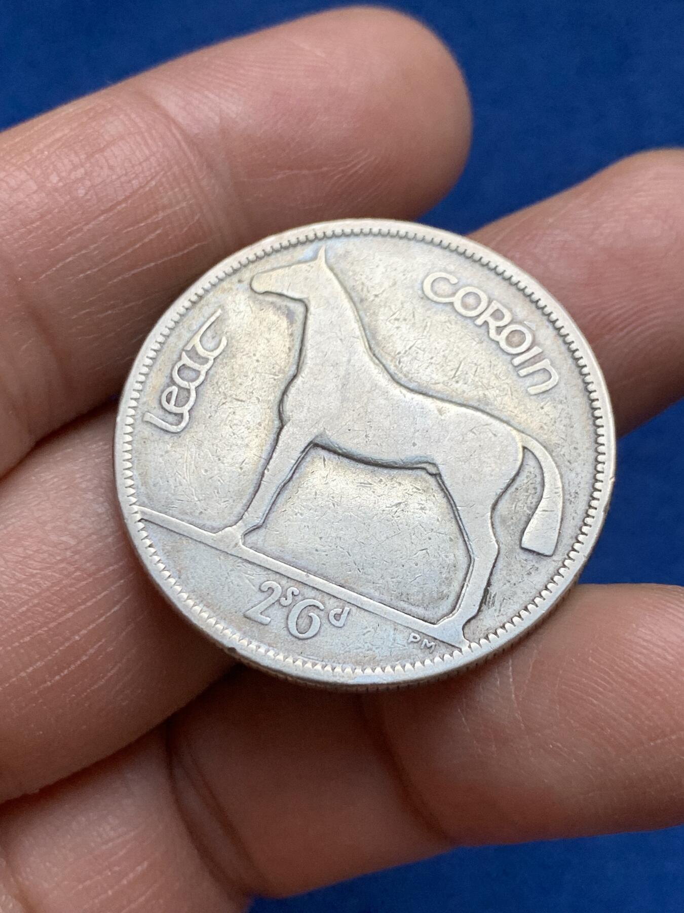 《竞宝斋》第370场 周日，周一 2场连拍 （全场包邮） 两枚一组 爱尔兰1928年半克朗银币+1便士铜币 （1928年是爱尔兰自由邦首年份）