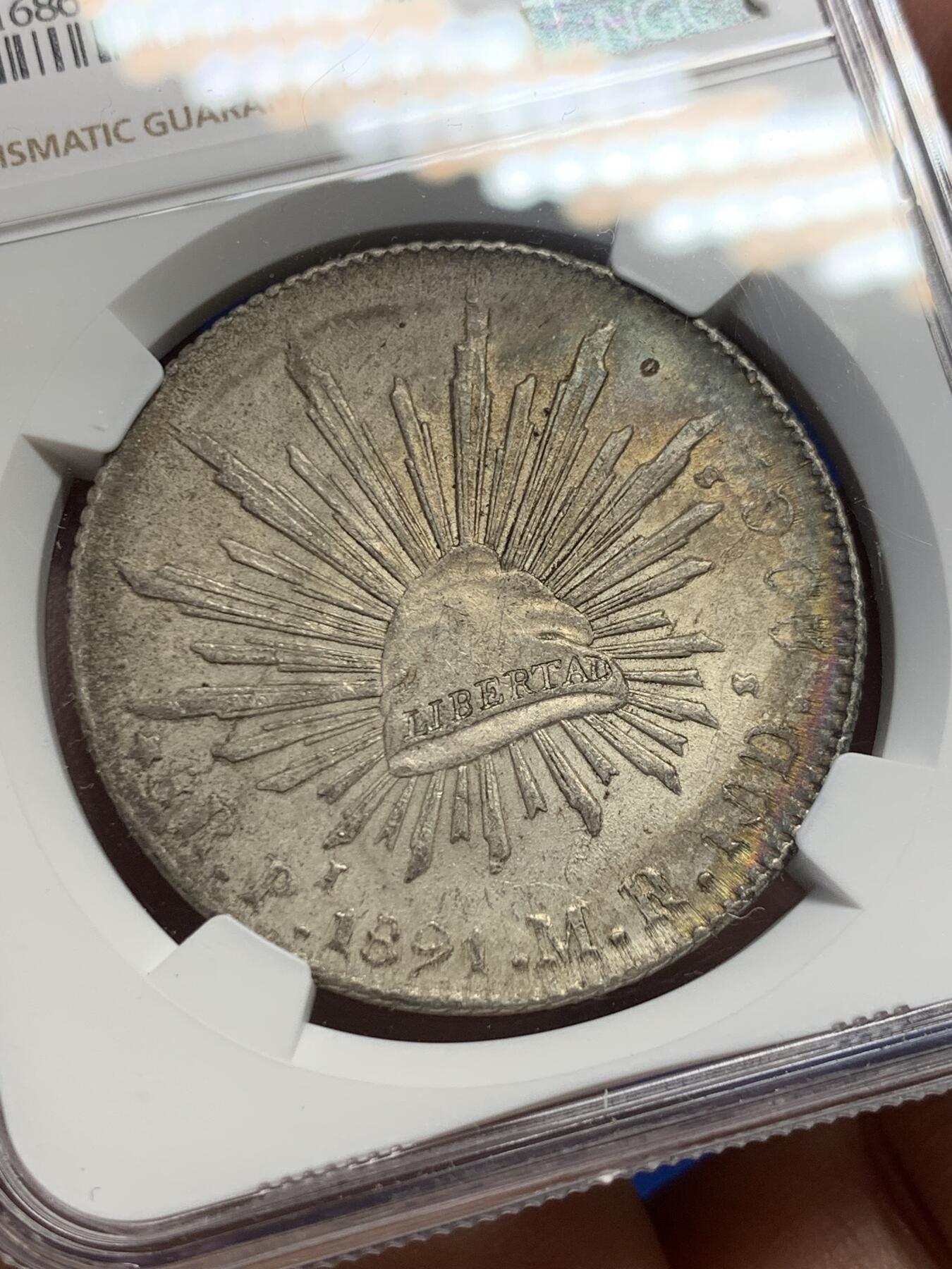 《竞宝斋》第370场 周日，周一 2场连拍 （全场包邮） NGC AU55 墨西哥1891 PI MR 鹰洋8R银币