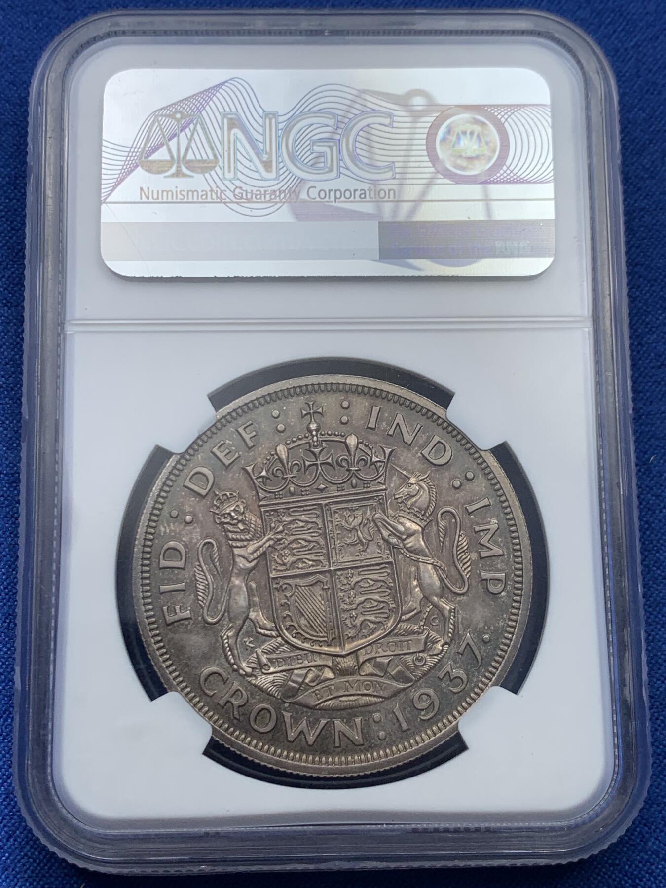 《竞宝斋》第370场 周日，周一 2场连拍 （全场包邮） NGC PF64 英国1937年乔治六世登基1克朗精制银币