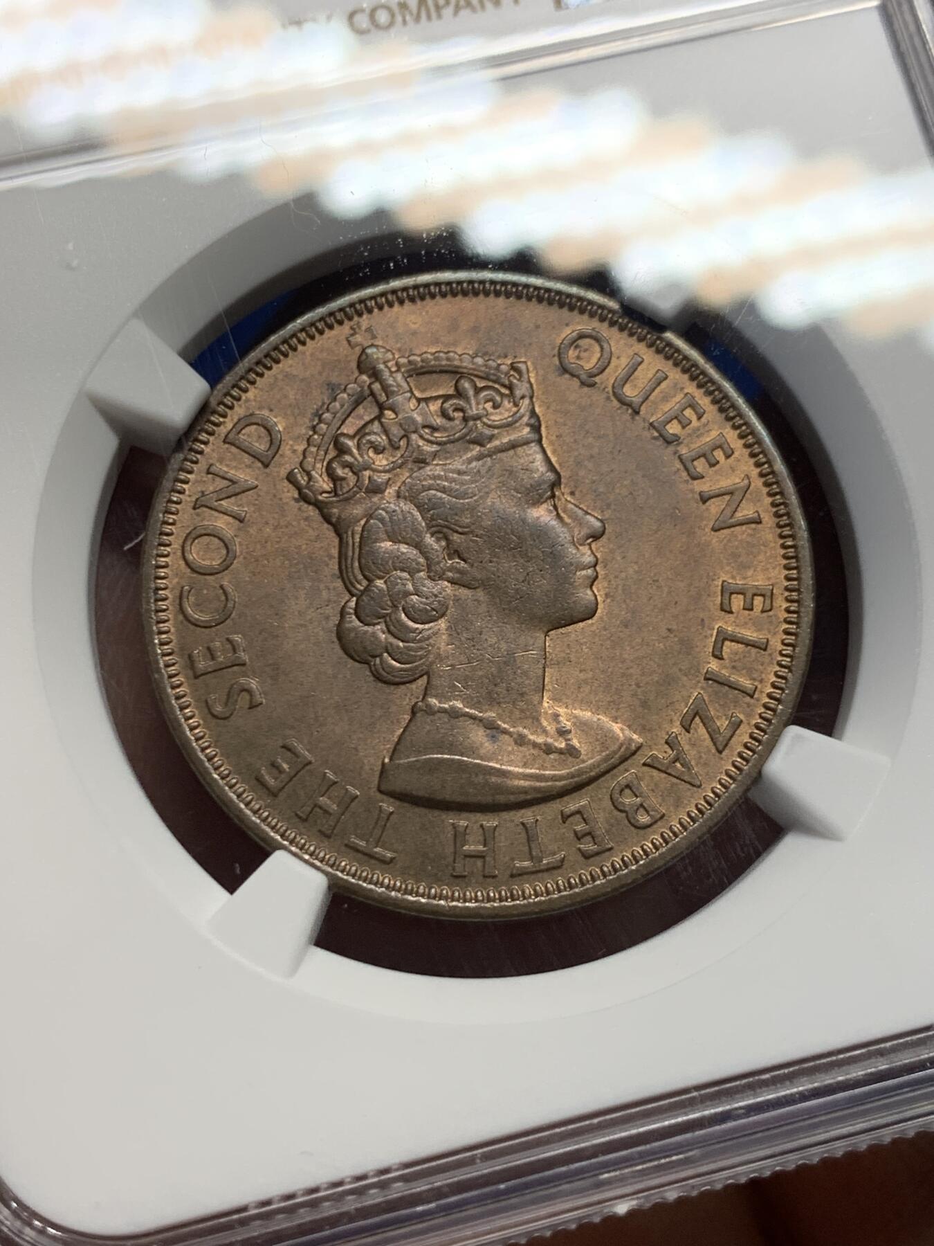 《竞宝斋》第370场 周日，周一 2场连拍 （全场包邮） NGC MS64BN 英属泽西1945年1/12先令铜币