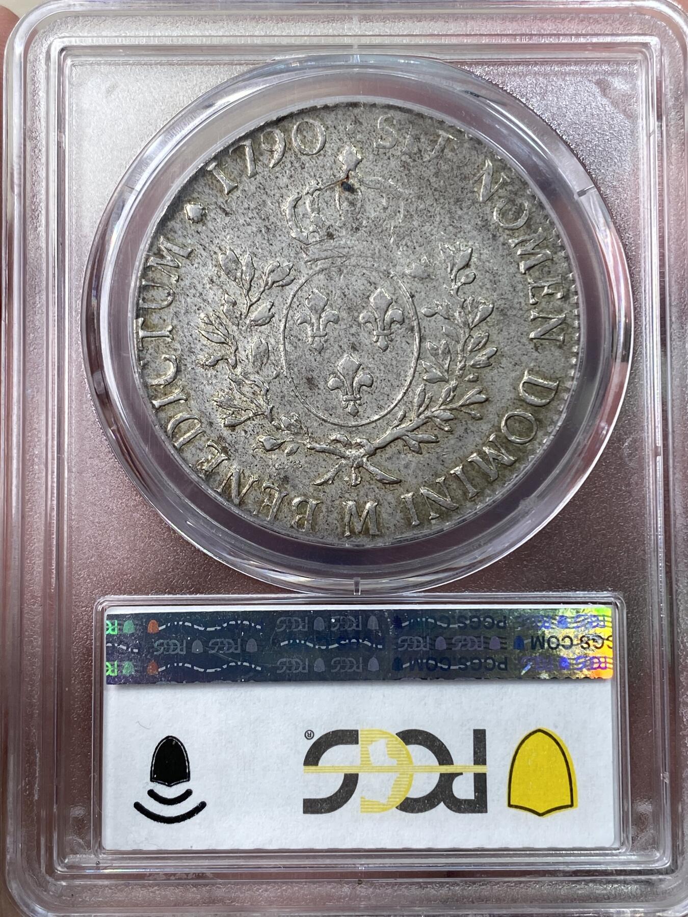 万国钱币拍卖第044期 PCGS AU53 1790年法国路易十六世1埃居大银币 M厂蒙彼利埃造币厂铸造 原味欧洲彩无减重痕极为难得 PC唯一冠军