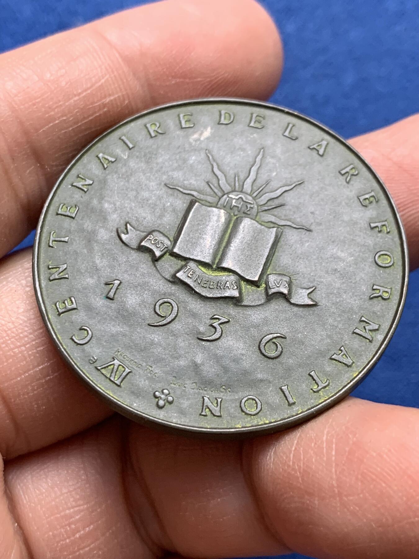 《竞宝斋》第370场 周日，周一 2场连拍 （全场包邮） 瑞士 宗教改革 400周年 联邦奖章 28.1克 40mm