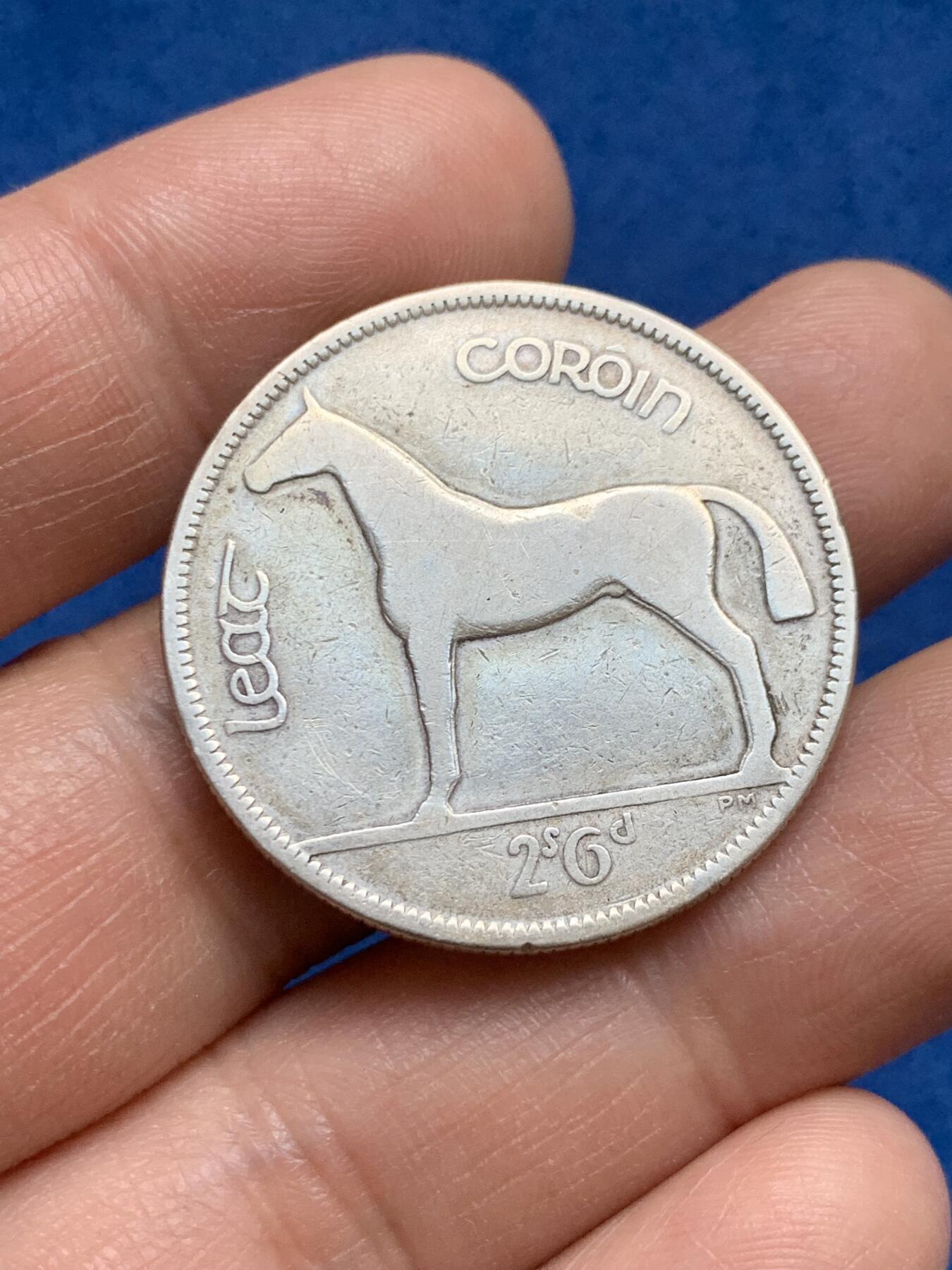 《竞宝斋》第370场 周日，周一 2场连拍 （全场包邮） 两枚一组 爱尔兰1928年半克朗银币+1便士铜币 （1928年是爱尔兰自由邦首年份）