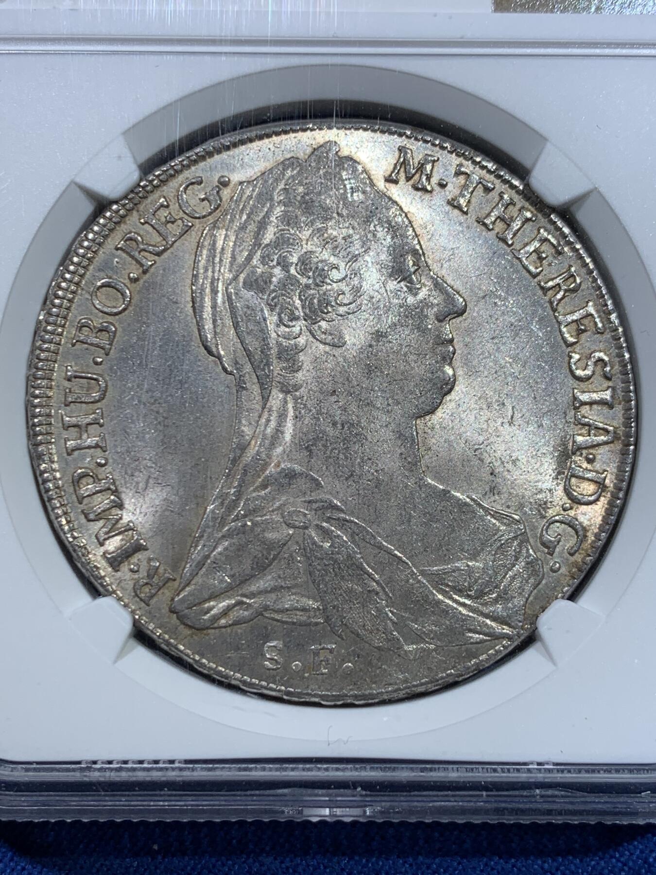 《竞宝斋》第370场 周日，周一 2场连拍 （全场包邮） 唯一冠军分 NGC MS63 奥地利1780年泰勒 特雷莎大奶妈根兹堡原铸银币 人物正反深打 地面光洁可照符合唯一冠军气质