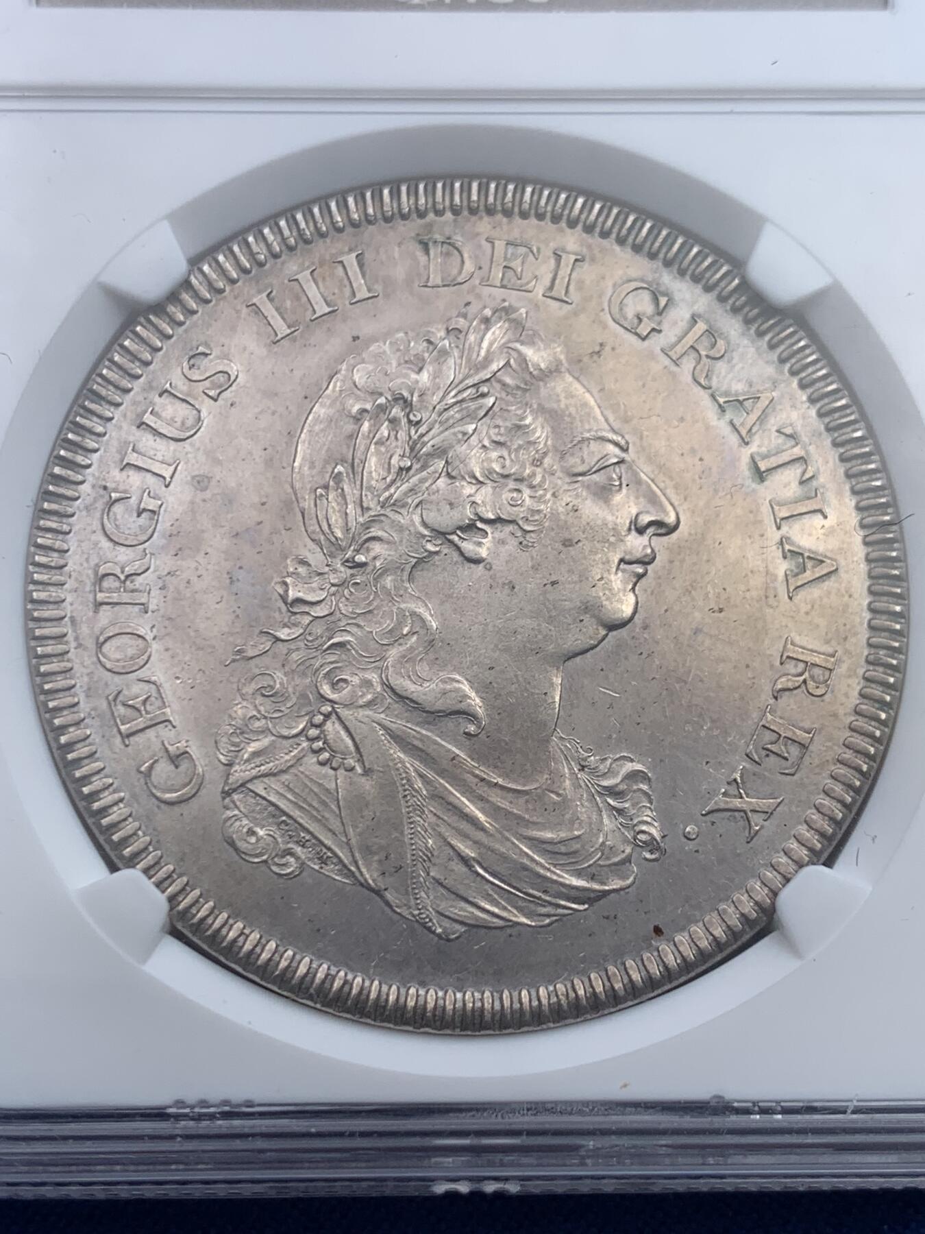 《竞宝斋》第370场 周日，周一 2场连拍 （全场包邮） NGC AU58 英属爱尔兰 1804年 乔治三世 6先令 银币