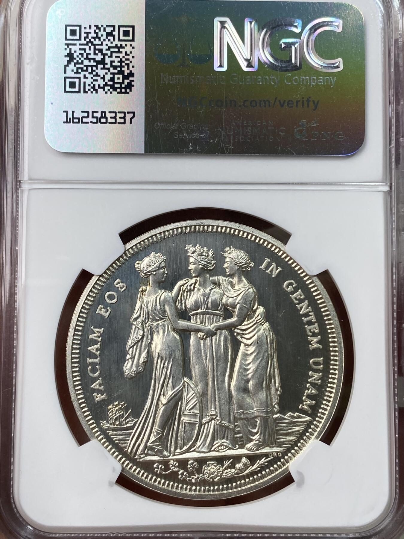 万国钱币拍卖第044期 NGC PF68CAM 1879年（后铸）英国维多利亚女皇三女神纪念银章 现代精制银章