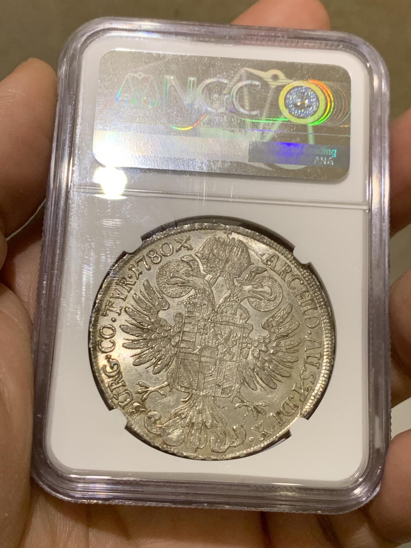 《竞宝斋》第370场 周日，周一 2场连拍 （全场包邮） 唯一冠军分 NGC MS63 奥地利1780年泰勒 特雷莎大奶妈根兹堡原铸银币 人物正反深打 地面光洁可照符合唯一冠军气质