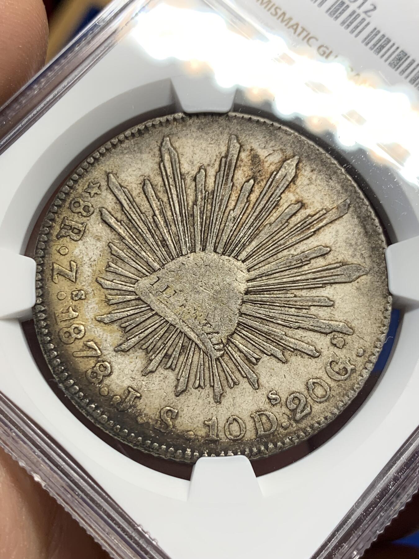 《竞宝斋》第370场 周日，周一 2场连拍 （全场包邮） NGC XF45 墨西哥1878ZS JS花边鹰洋8R银币