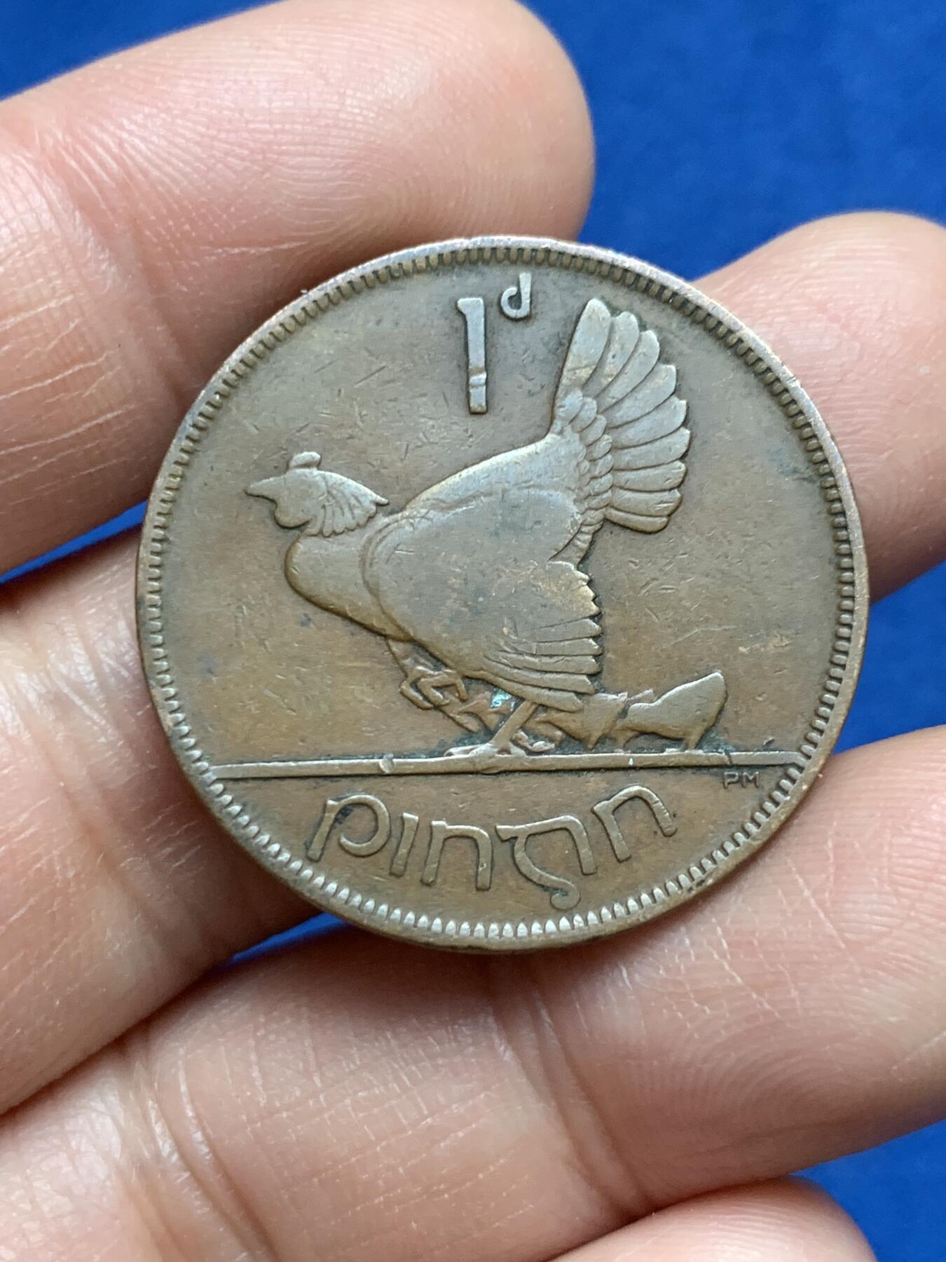 《竞宝斋》第370场 周日，周一 2场连拍 （全场包邮） 两枚一组 爱尔兰1928年半克朗银币+1便士铜币 （1928年是爱尔兰自由邦首年份）