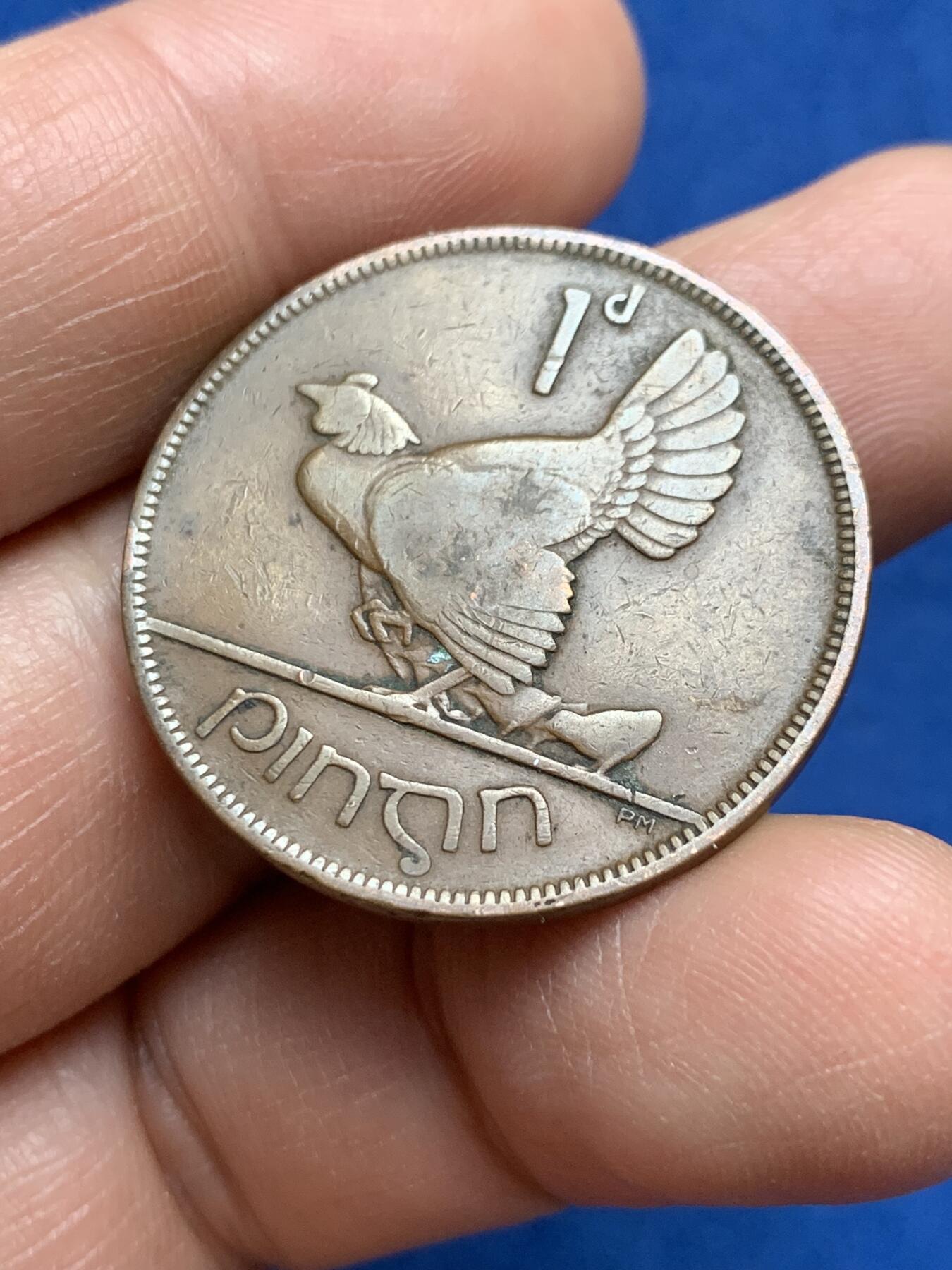 《竞宝斋》第370场 周日，周一 2场连拍 （全场包邮） 两枚一组 爱尔兰1928年半克朗银币+1便士铜币 （1928年是爱尔兰自由邦首年份）